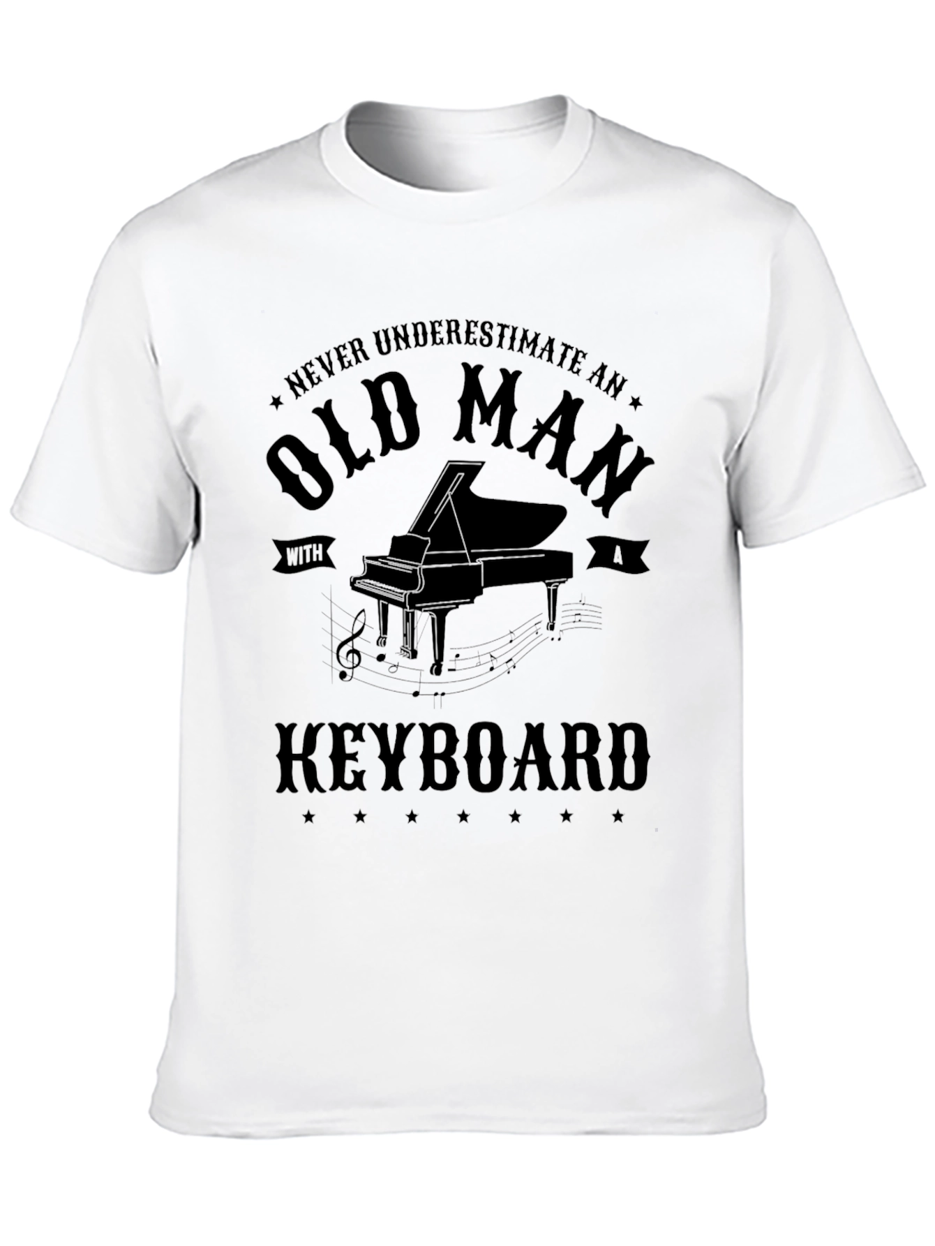Old Man Keyboard Player T-Shirt - Black