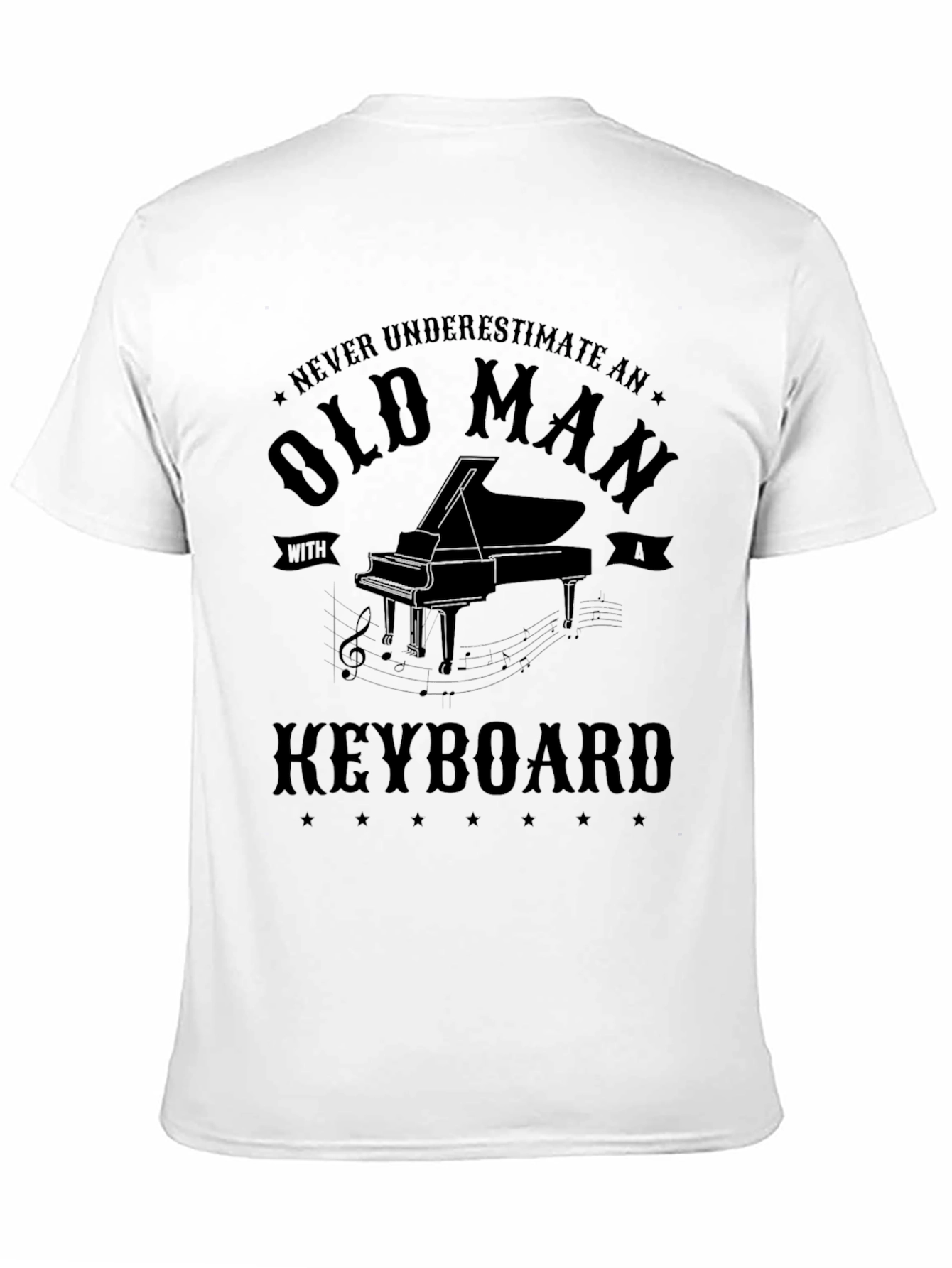 Old Man Keyboard Player T-Shirt - Black