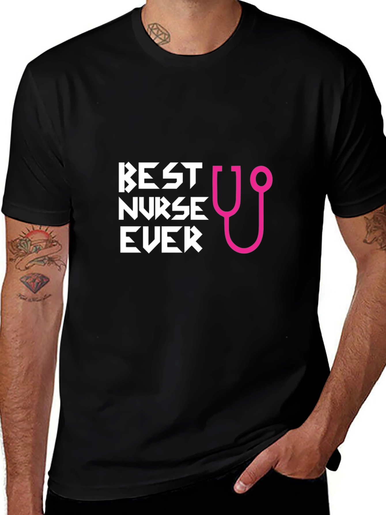 Best Nurse Ever Graphic T-Shirt - Black