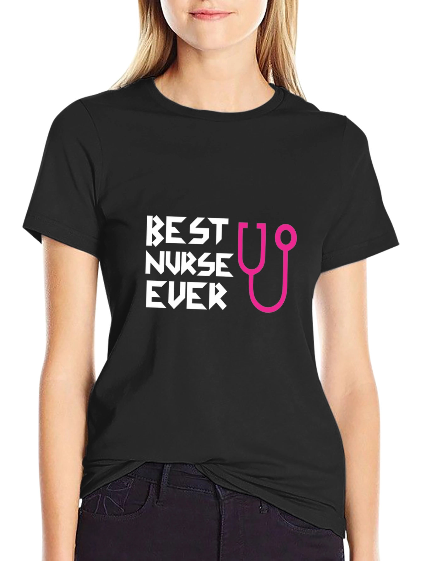 Best Nurse Ever Graphic T-Shirt - Black