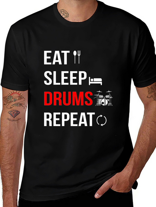 Eat Sleep Drums Repeat T-Shirt - Music Lover Tee