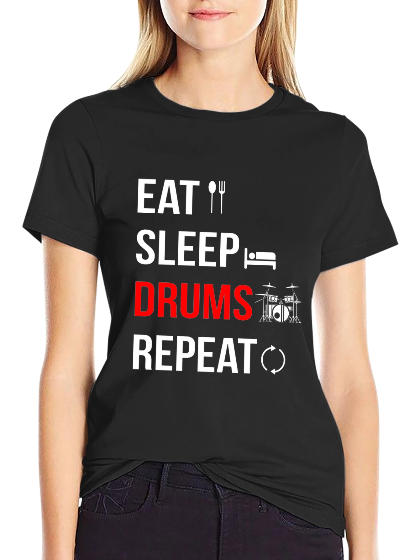 Eat Sleep Drums Repeat T-Shirt - Music Lover Tee
