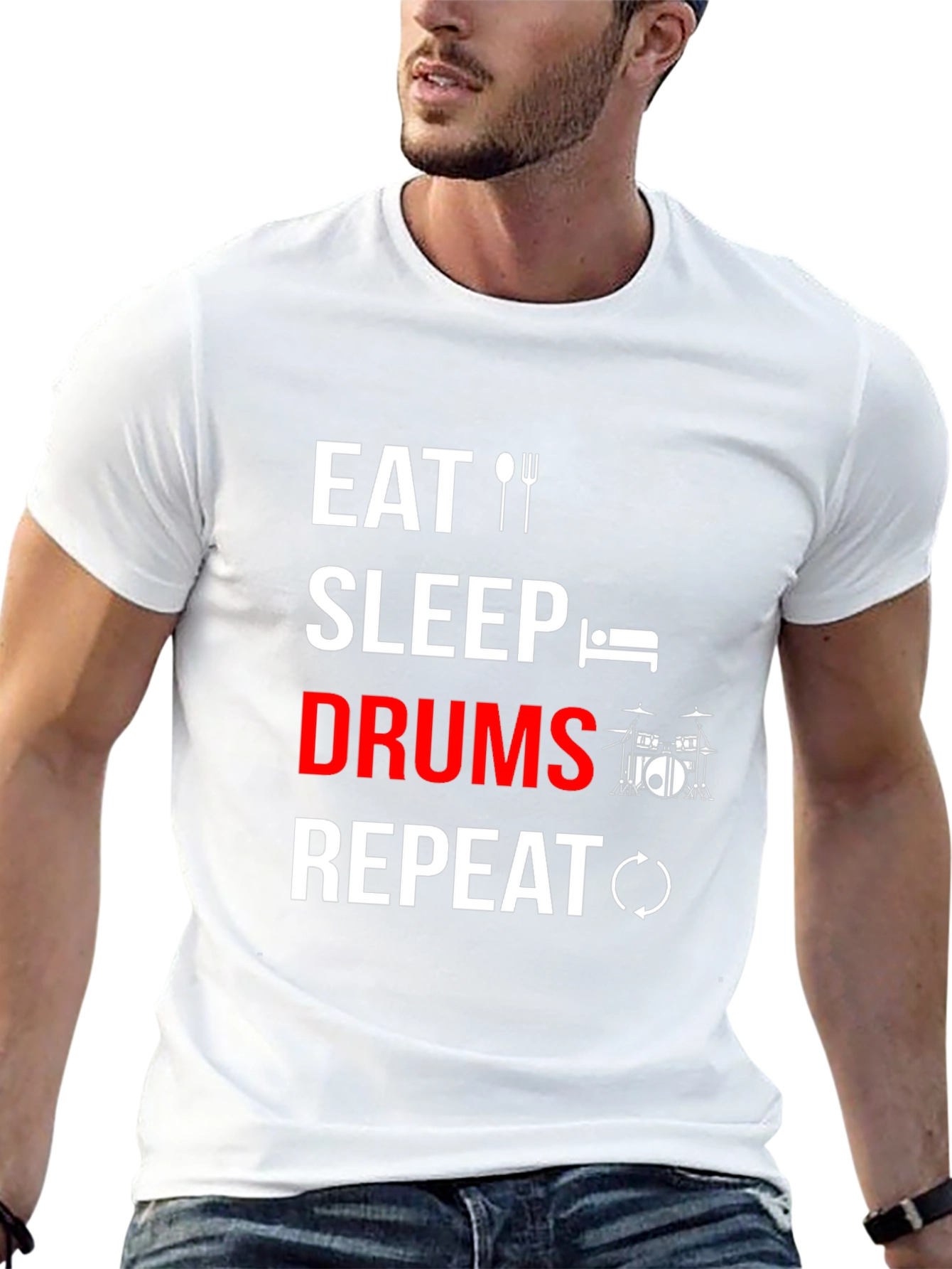 Eat Sleep Drums Repeat T-Shirt - Music Lover Tee