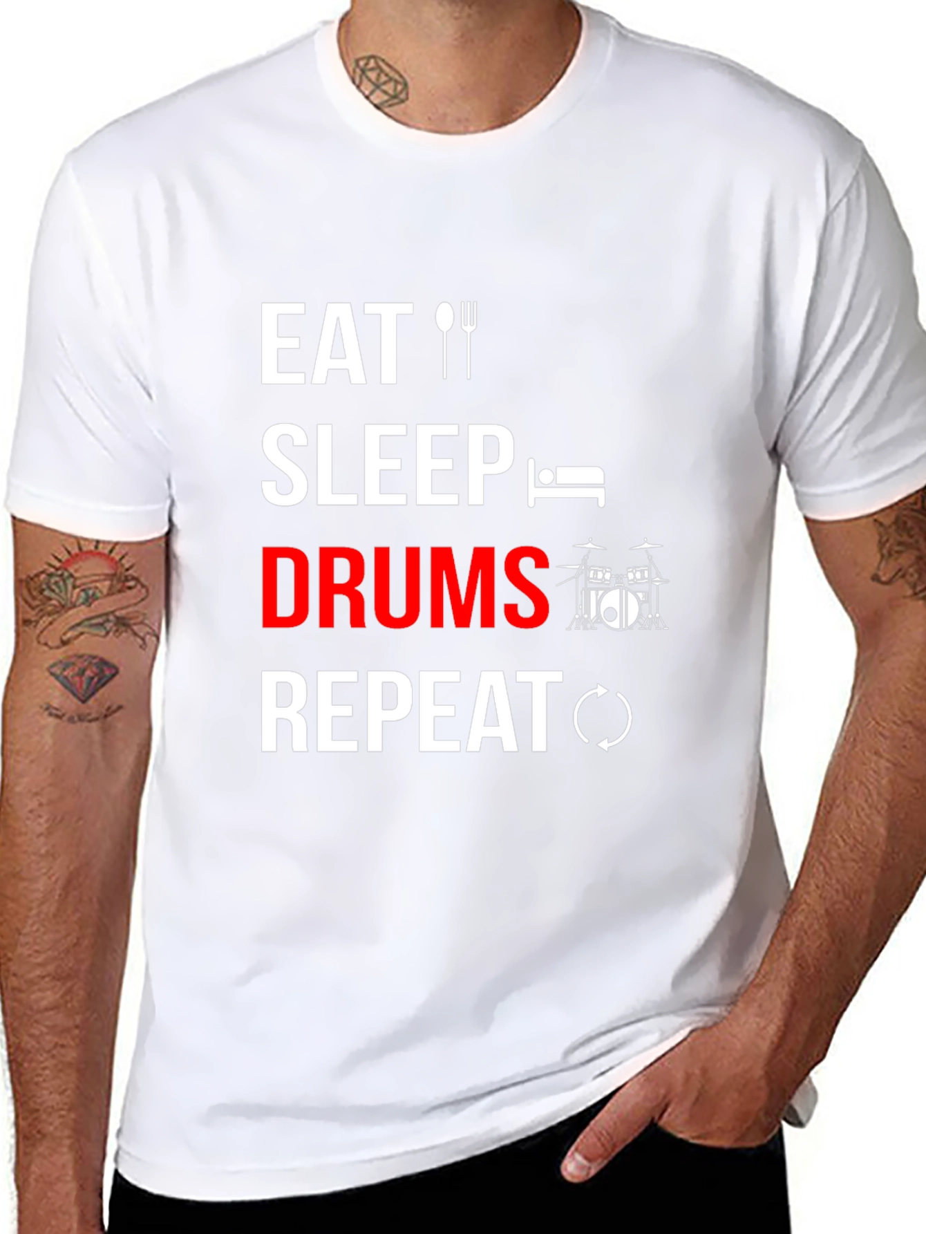 Eat Sleep Drums Repeat T-Shirt - Music Lover Tee