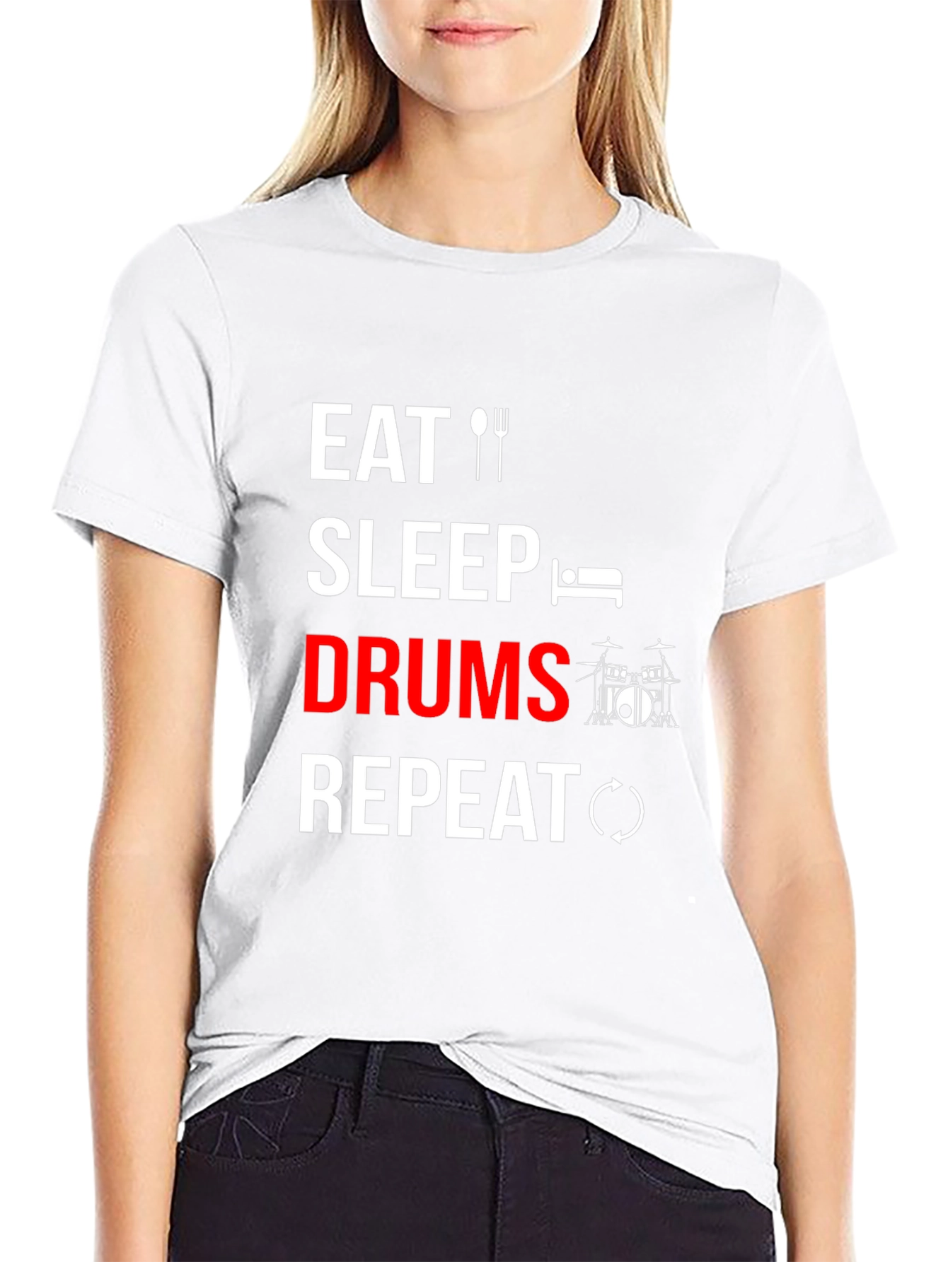 Eat Sleep Drums Repeat T-Shirt - Music Lover Tee