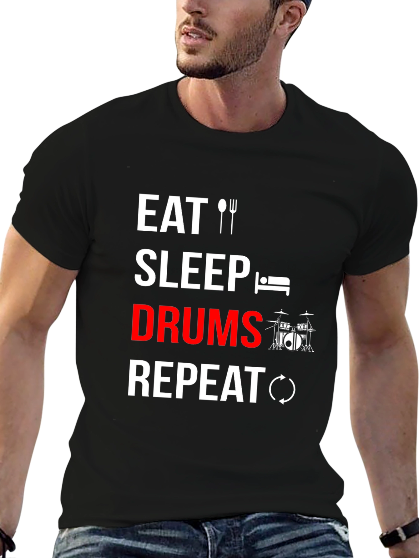 Eat Sleep Drums Repeat T-Shirt - Music Lover Tee