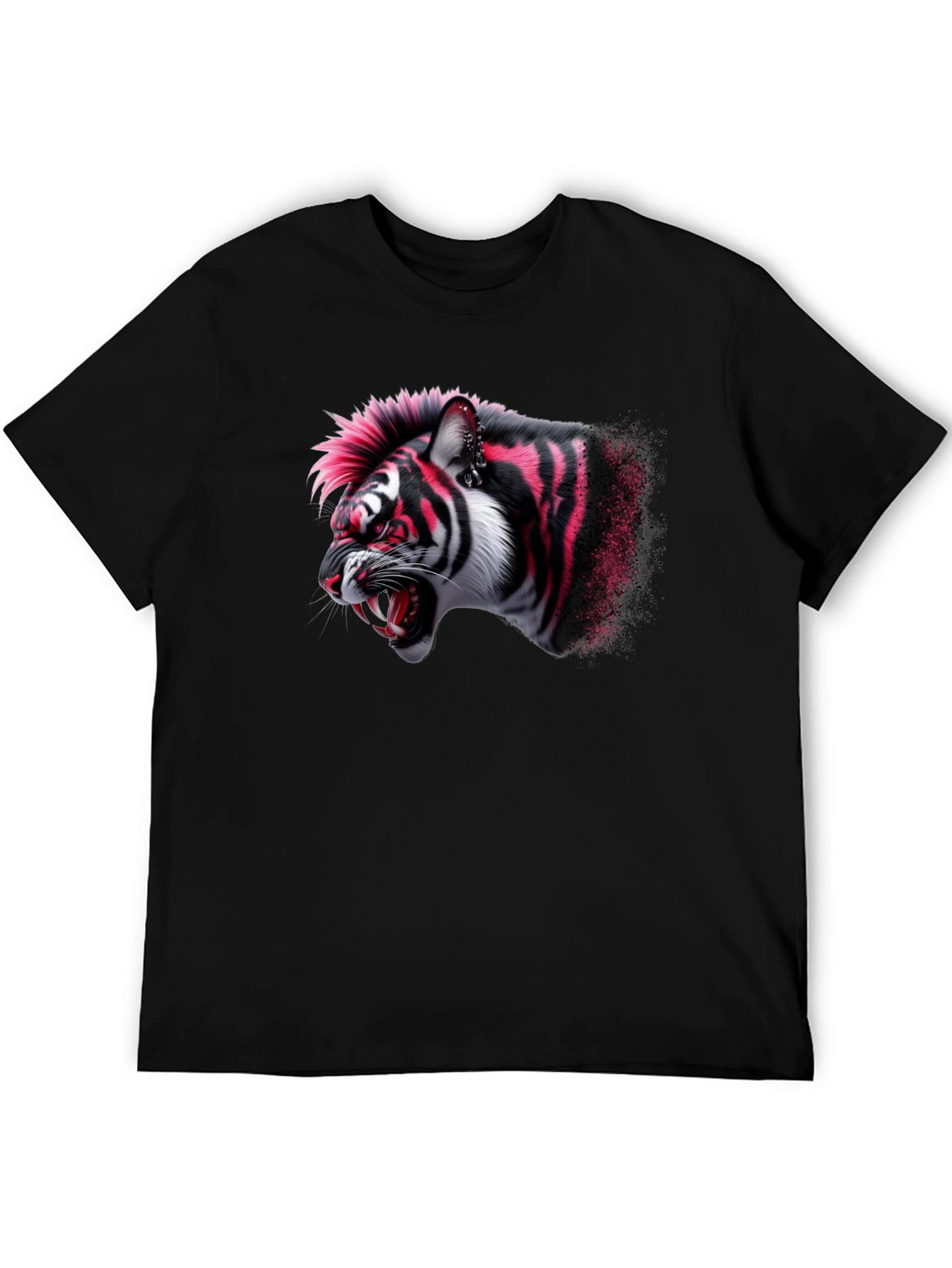 Punk Tiger Graphic Black T-Shirt