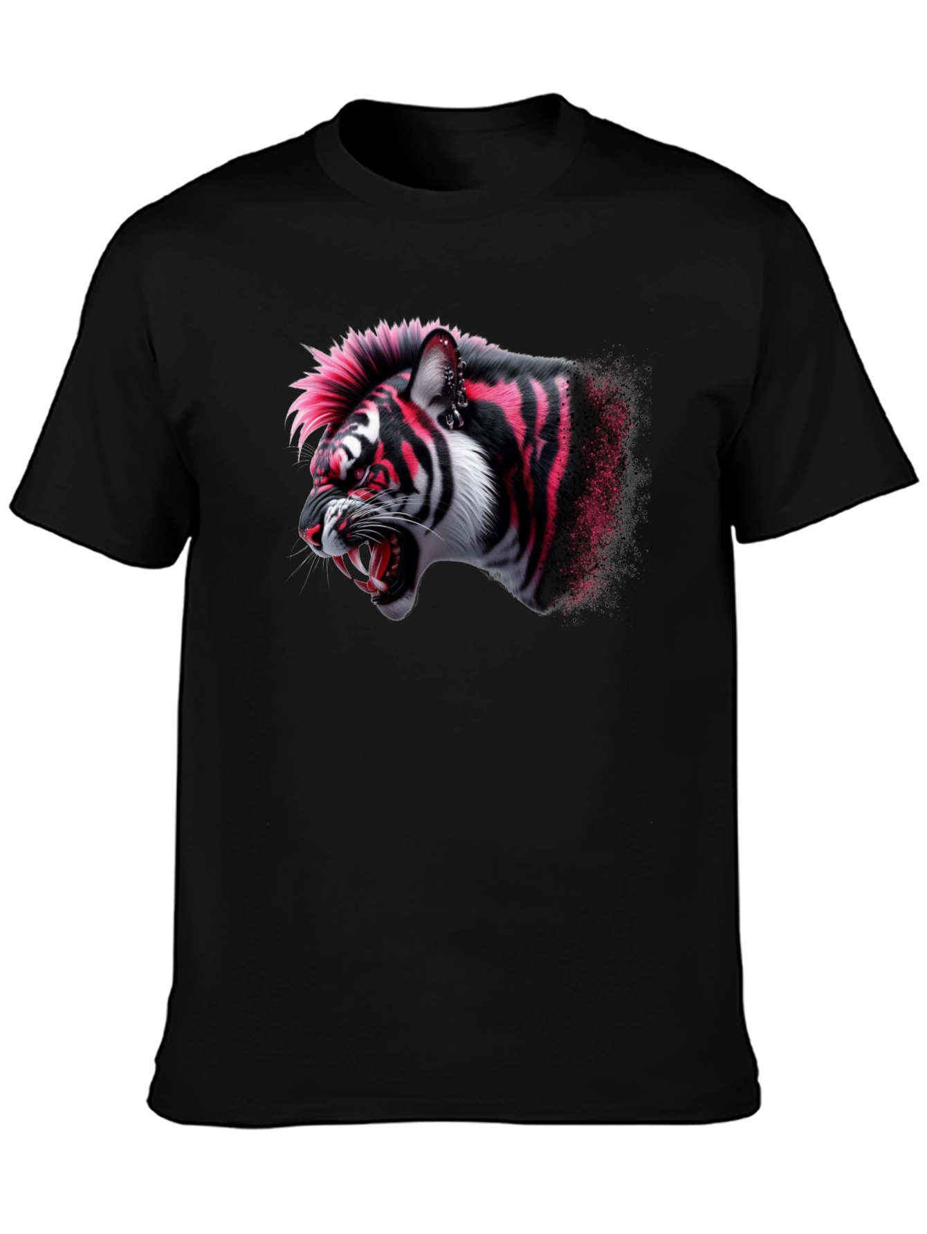 Punk Tiger Graphic Black T-Shirt