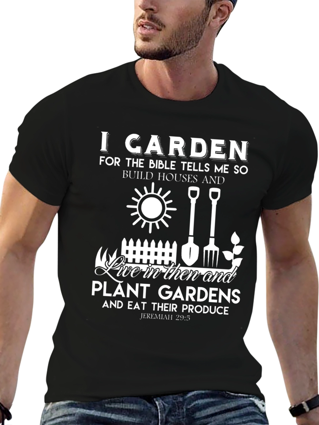 I Garden Bible Verse Black T-Shirt