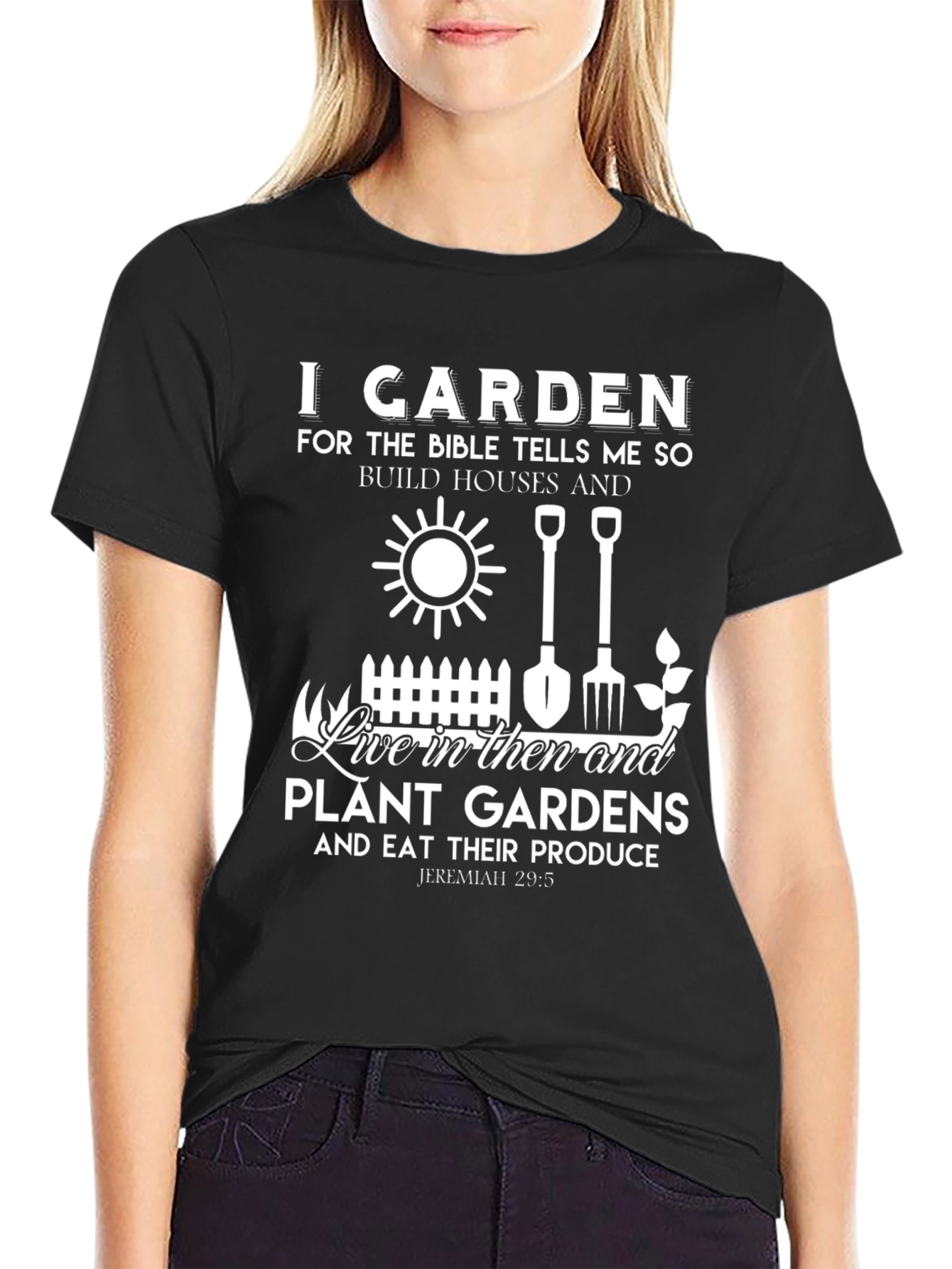 I Garden Bible Verse Black T-Shirt