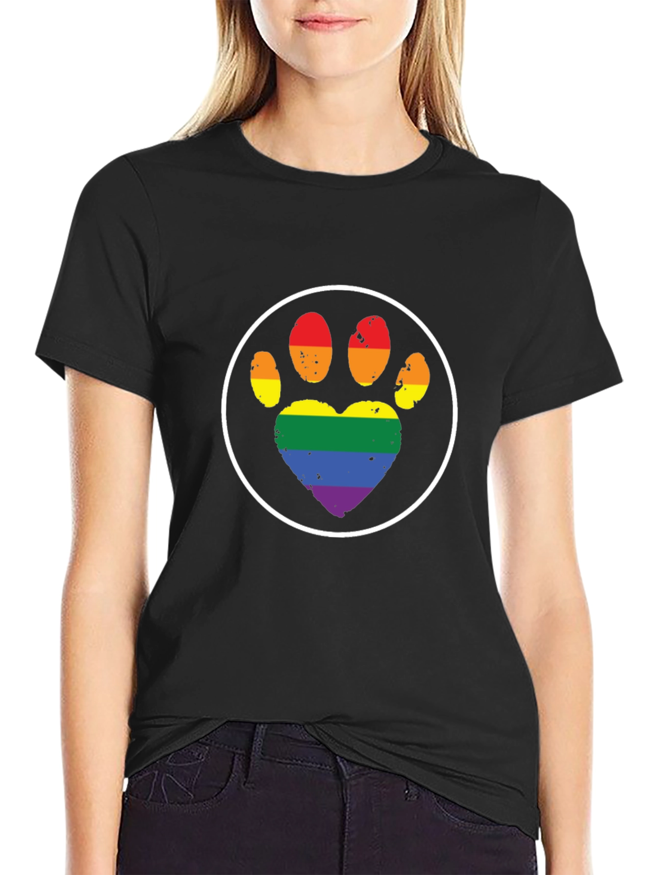 Pride Paw Print Heart T-Shirt