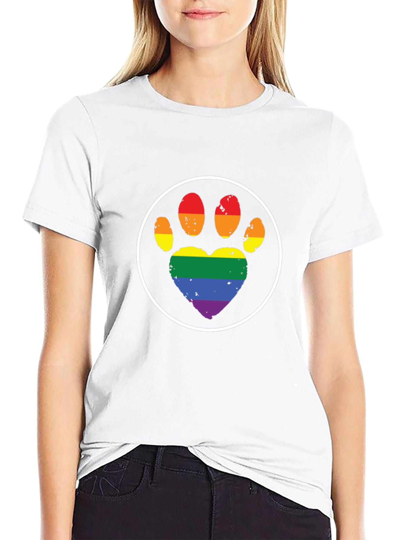 Pride Paw Print Heart T-Shirt