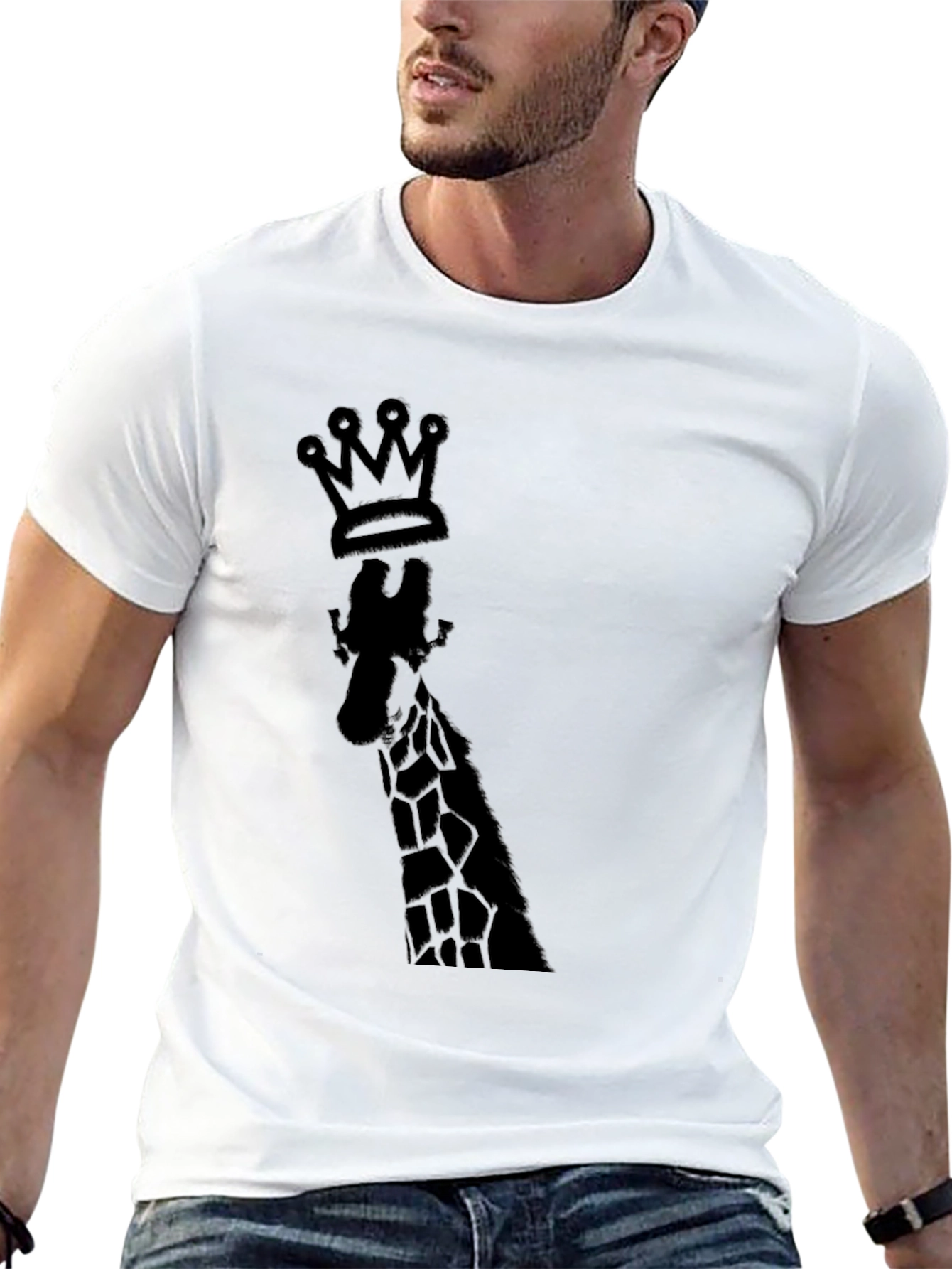 King Giraffe Graphic Tee - Black Cotton T-Shirt