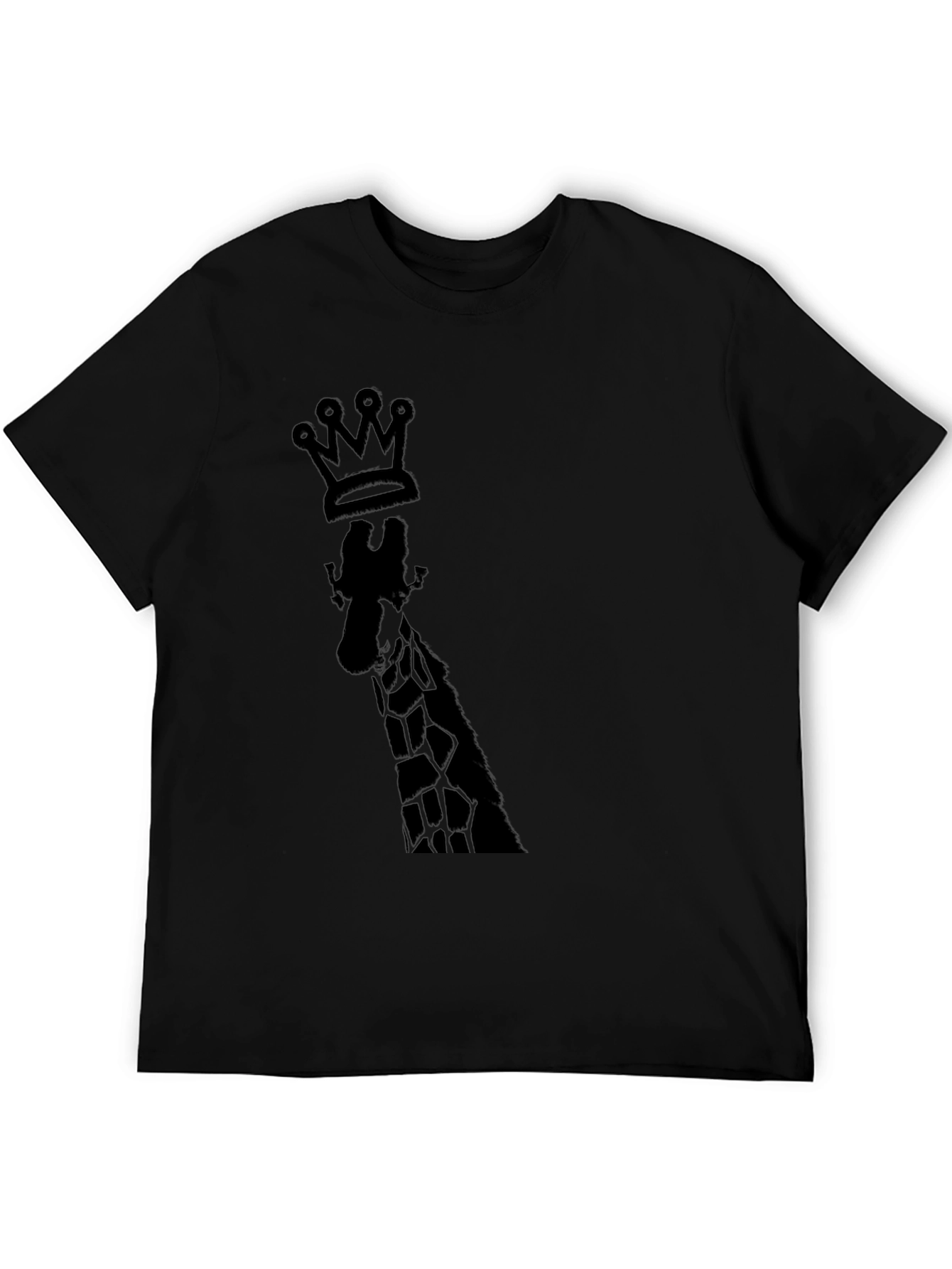 King Giraffe Graphic Tee - Black Cotton T-Shirt