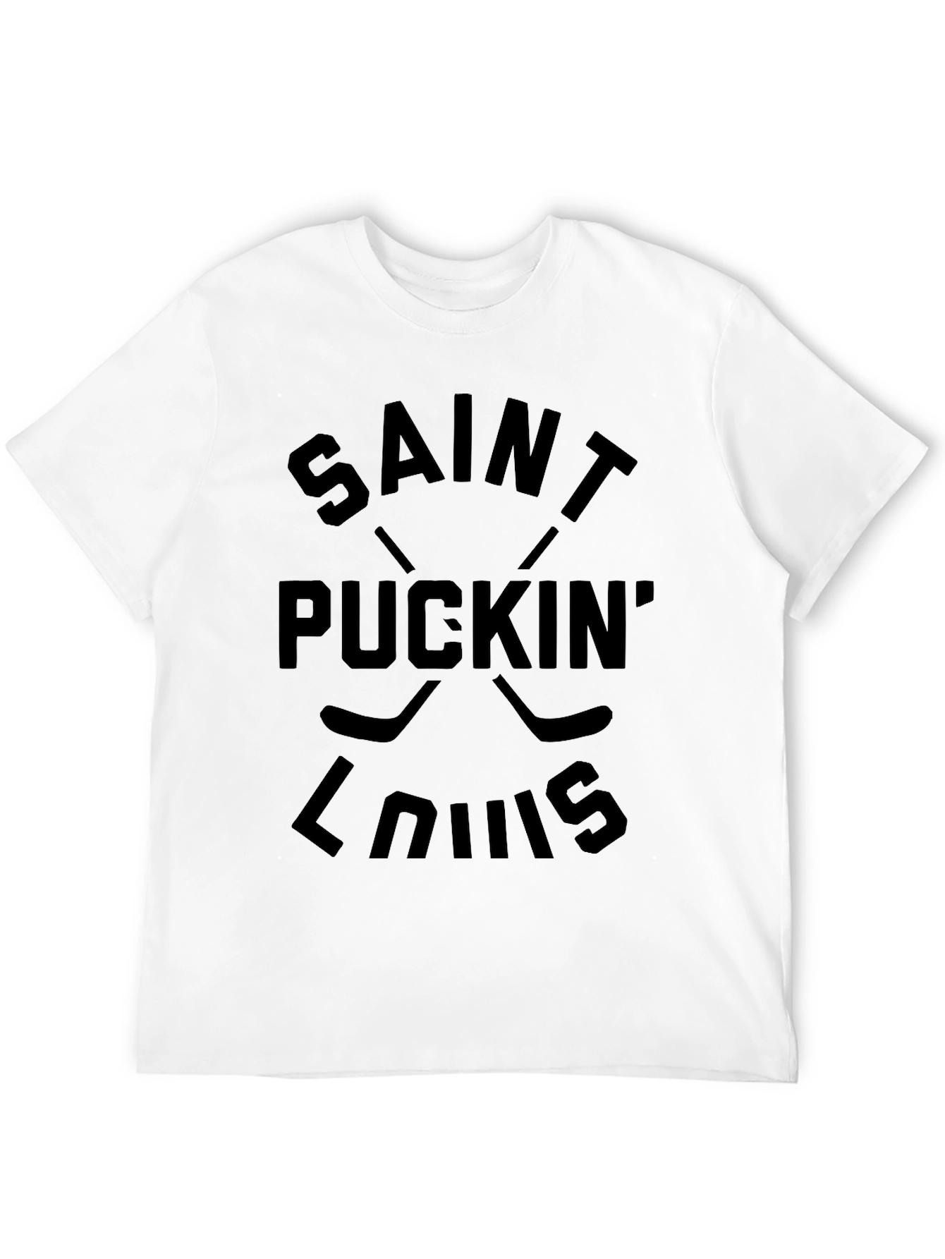 Saint Puckin Louis Black T-Shirt Hockey Fan Tee