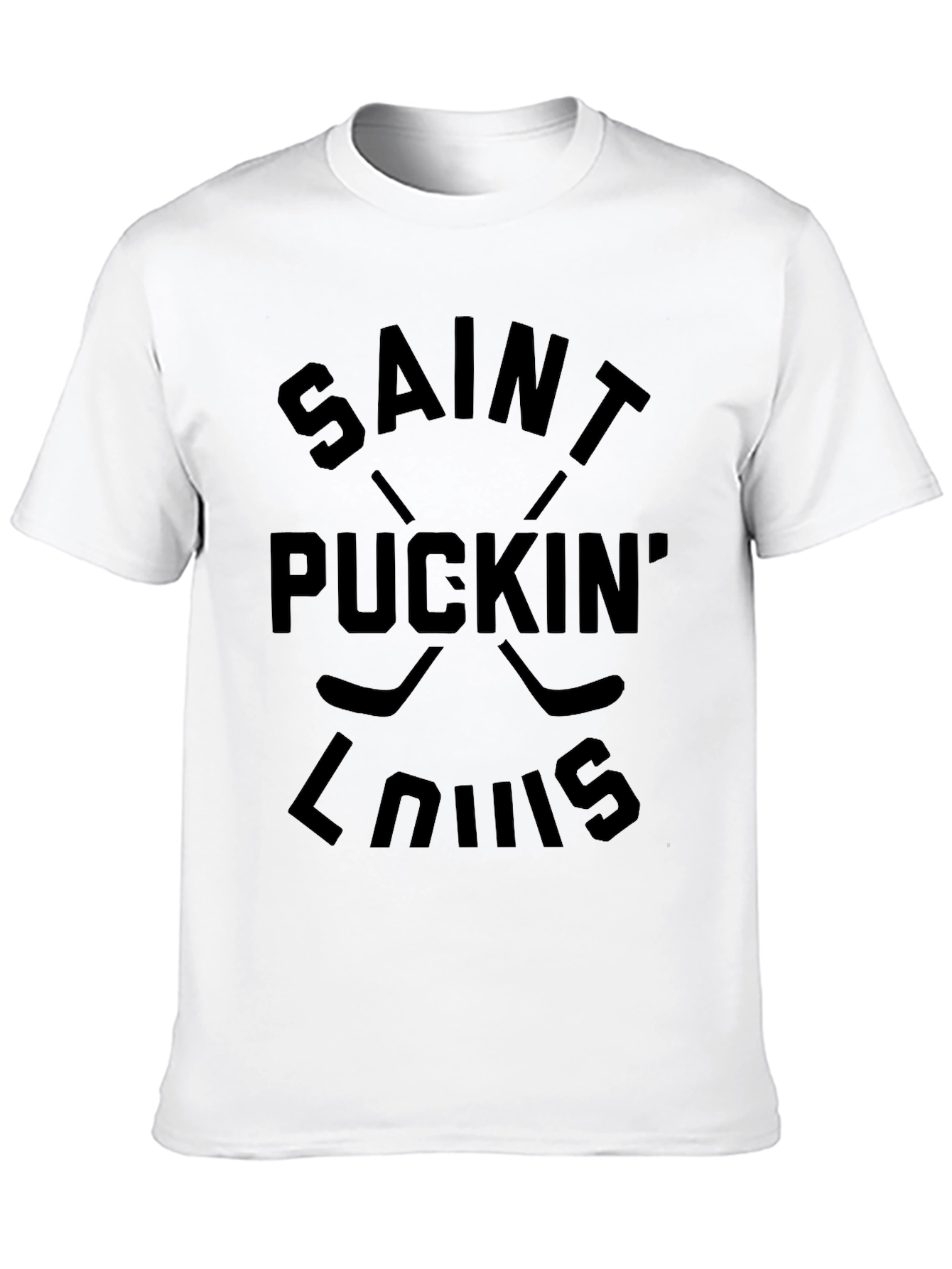 Saint Puckin Louis Black T-Shirt Hockey Fan Tee