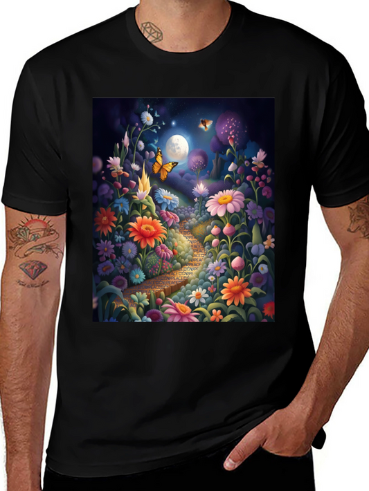 Floral Path Graphic Tee - Whimsical Design
