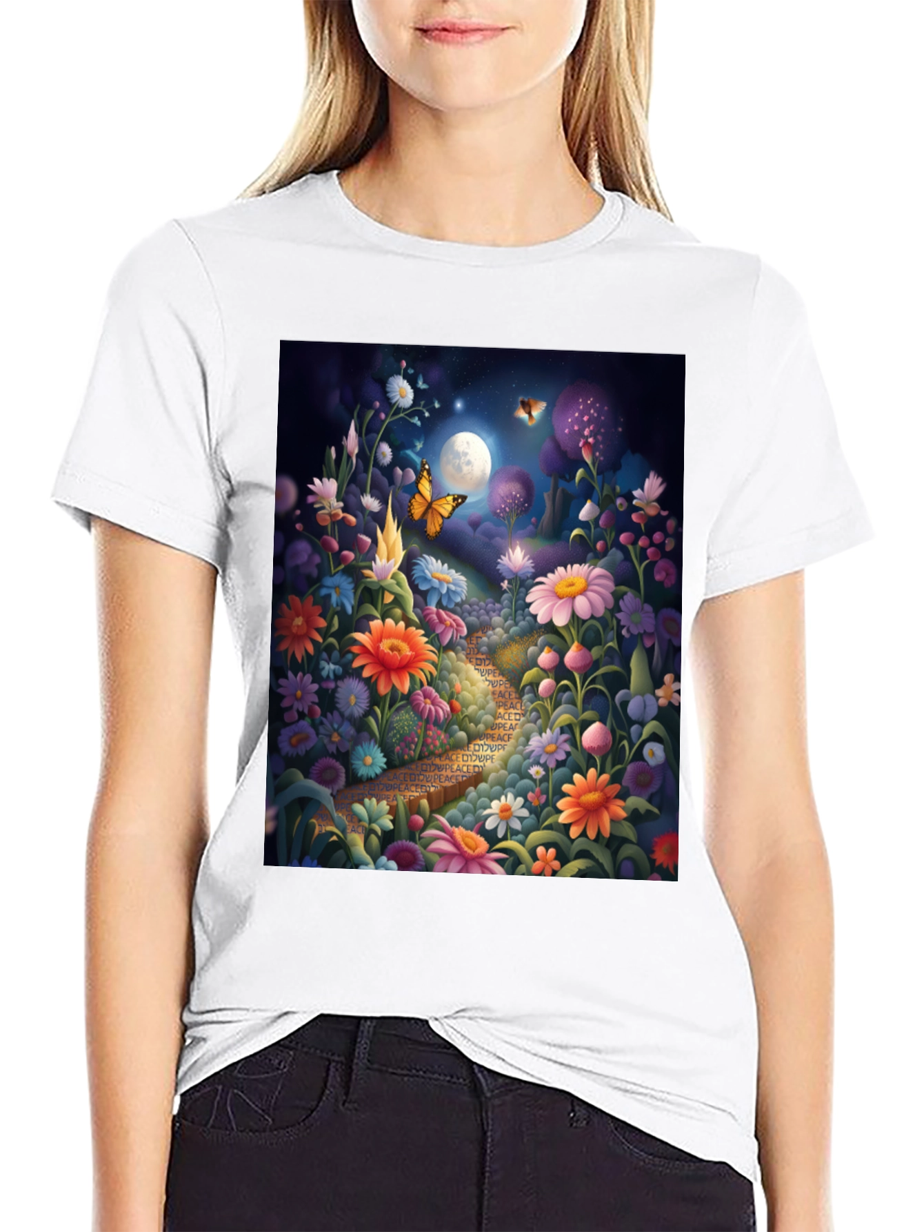 Floral Path Graphic Tee - Whimsical Design