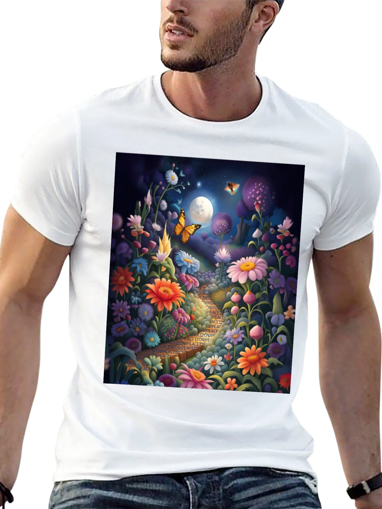 Floral Path Graphic Tee - Whimsical Design