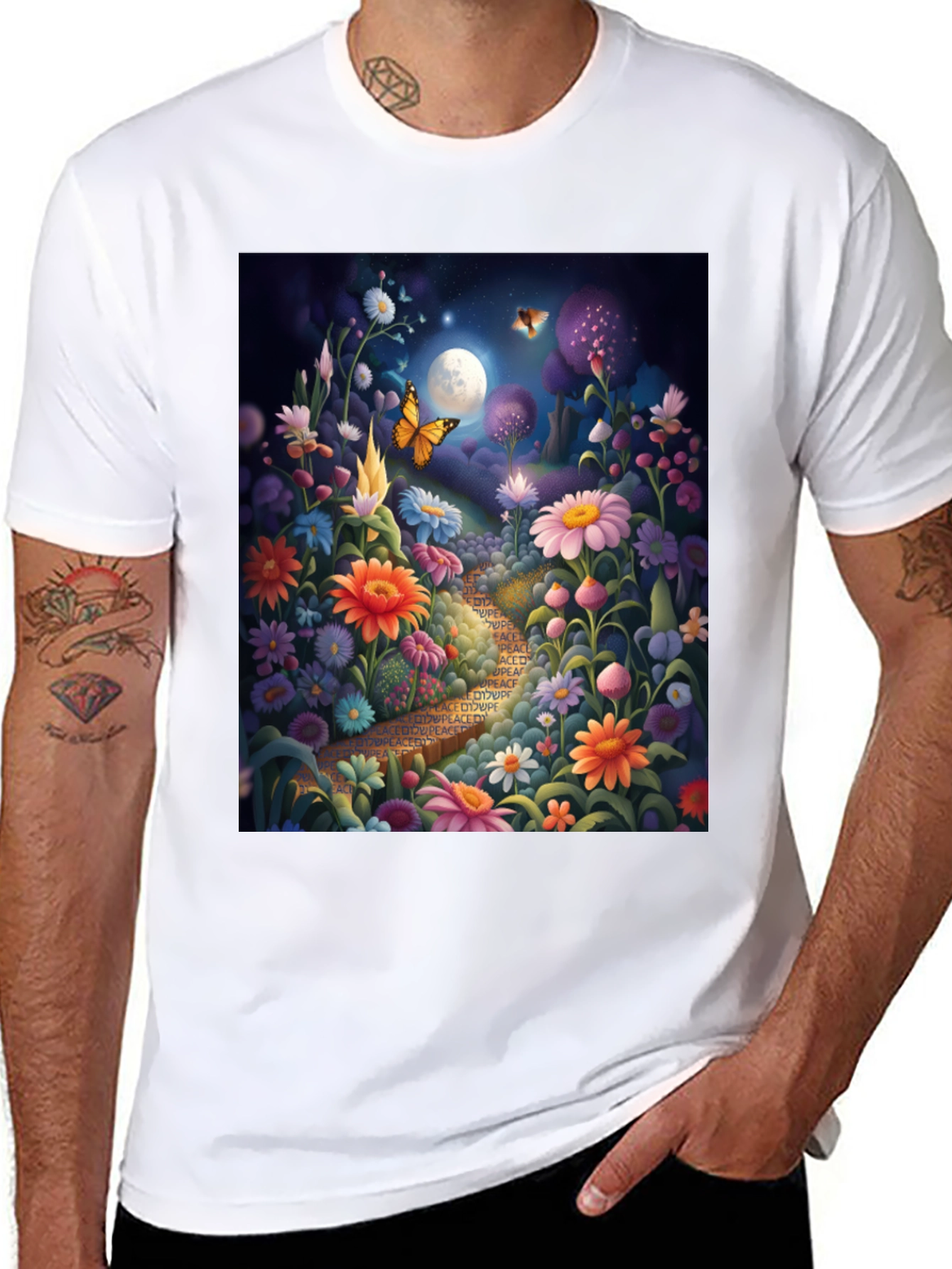 Floral Path Graphic Tee - Whimsical Design