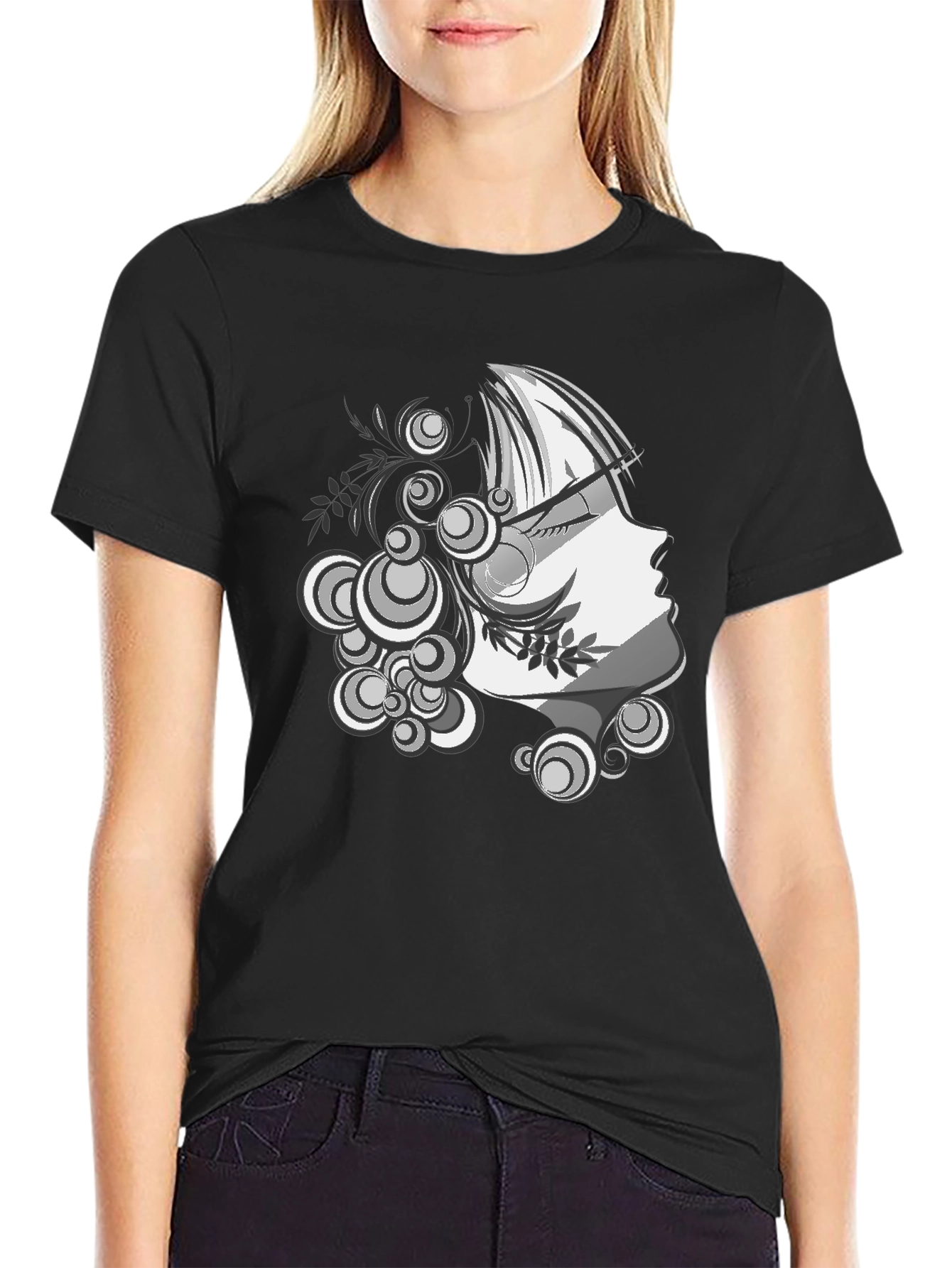 Modern Art Graphic Tee - Stylish Black T-Shirt
