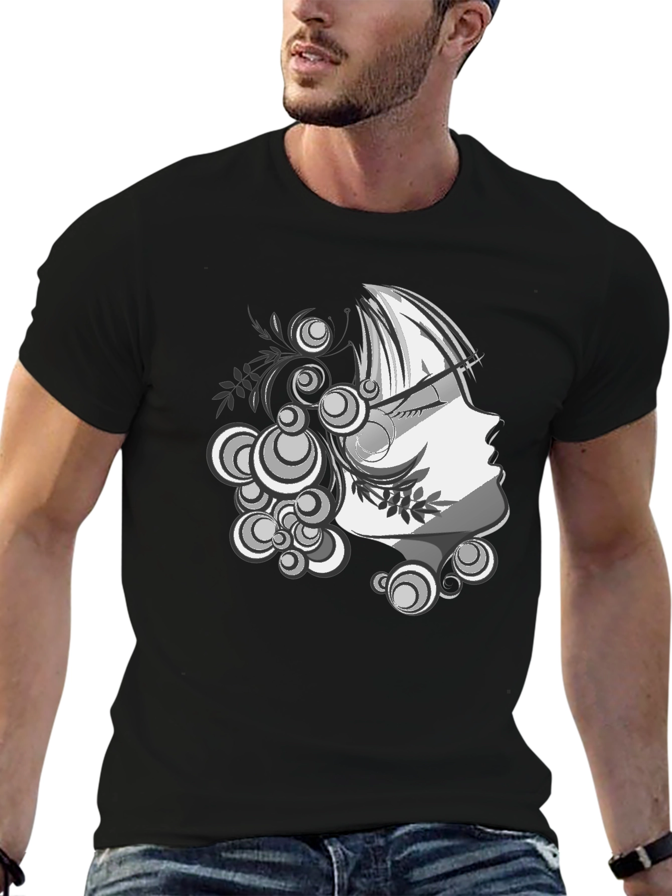 Modern Art Graphic Tee - Stylish Black T-Shirt