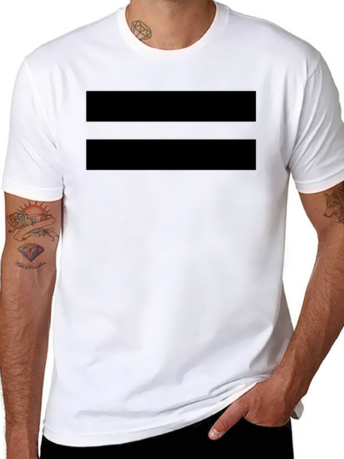 Minimalist Two-Stripe Black T-Shirt