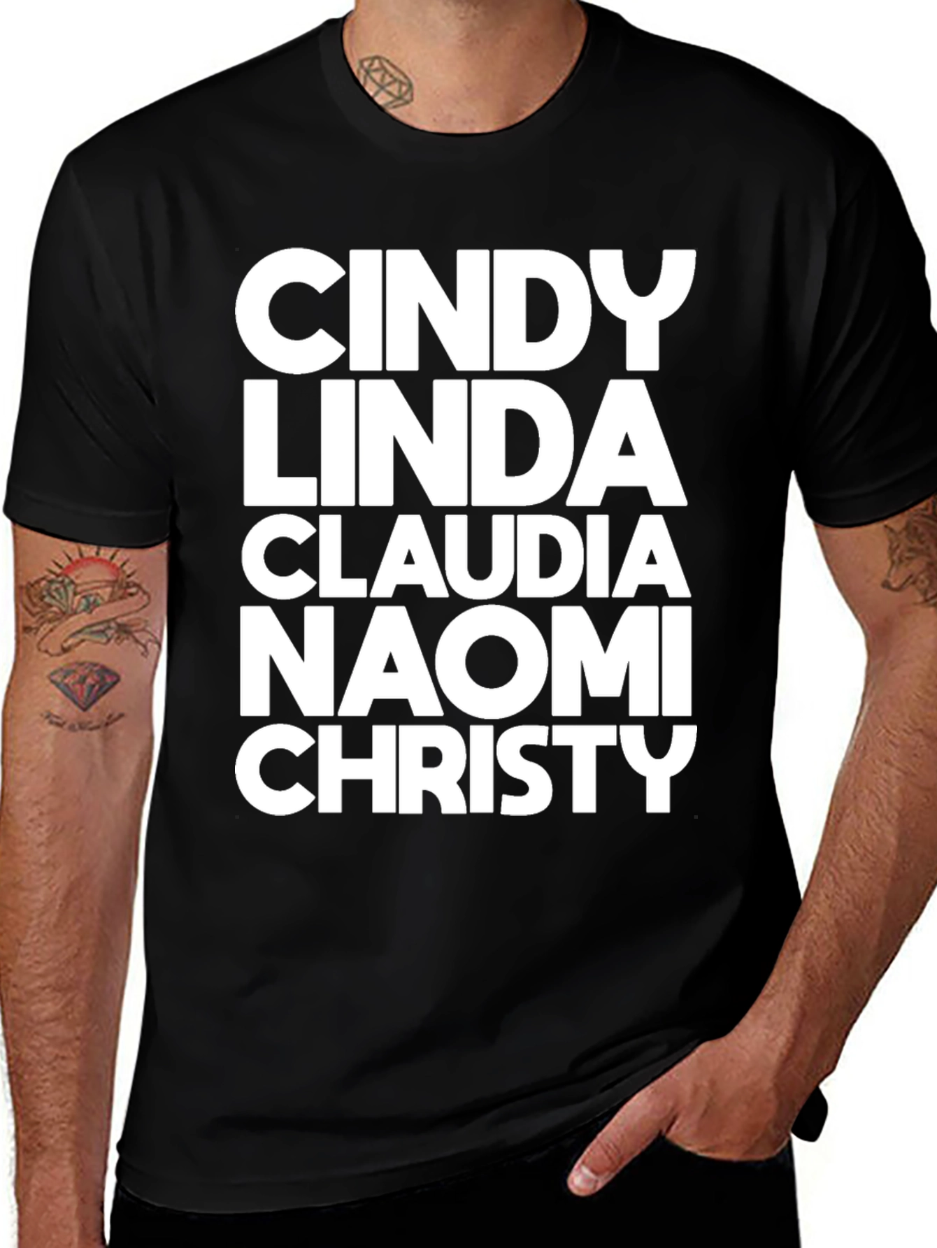 Supermodel Names Black T-Shirt