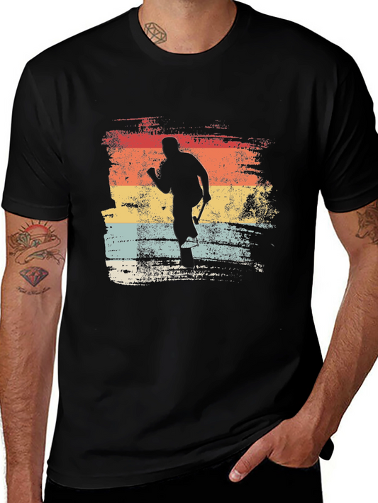 Vintage Hockey Player Graphic Tee - Retro Style