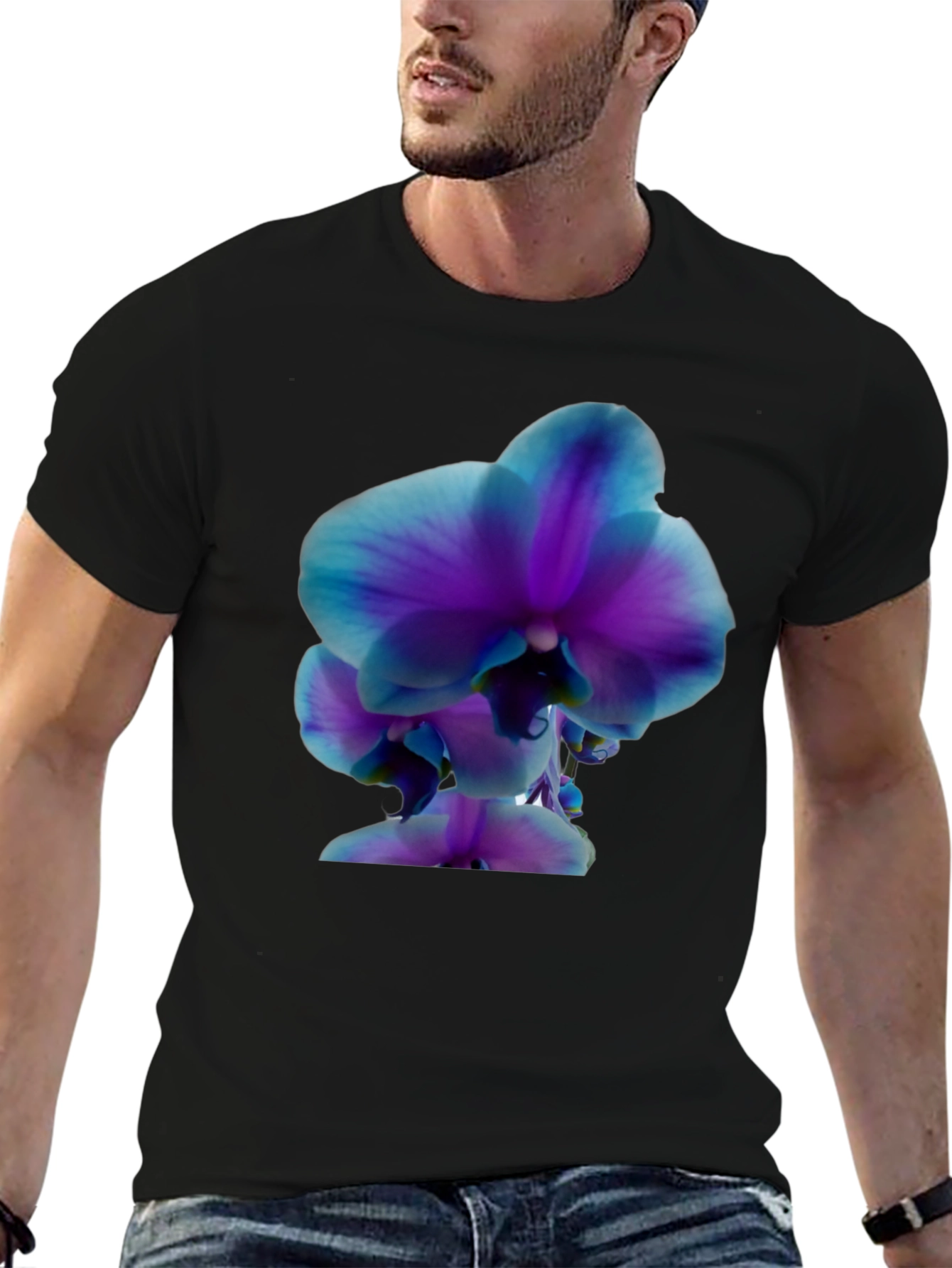 Orchid Graphic Tee - Stylish Black T-Shirt