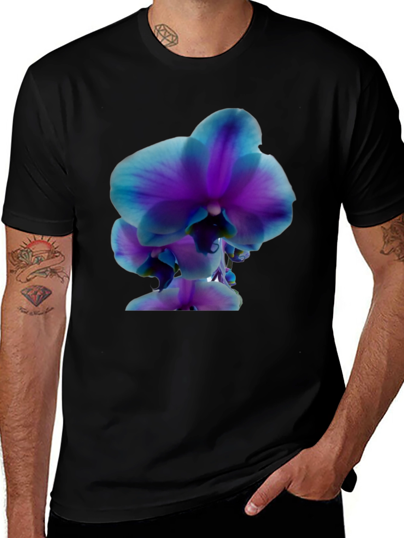 Orchid Graphic Tee - Stylish Black T-Shirt