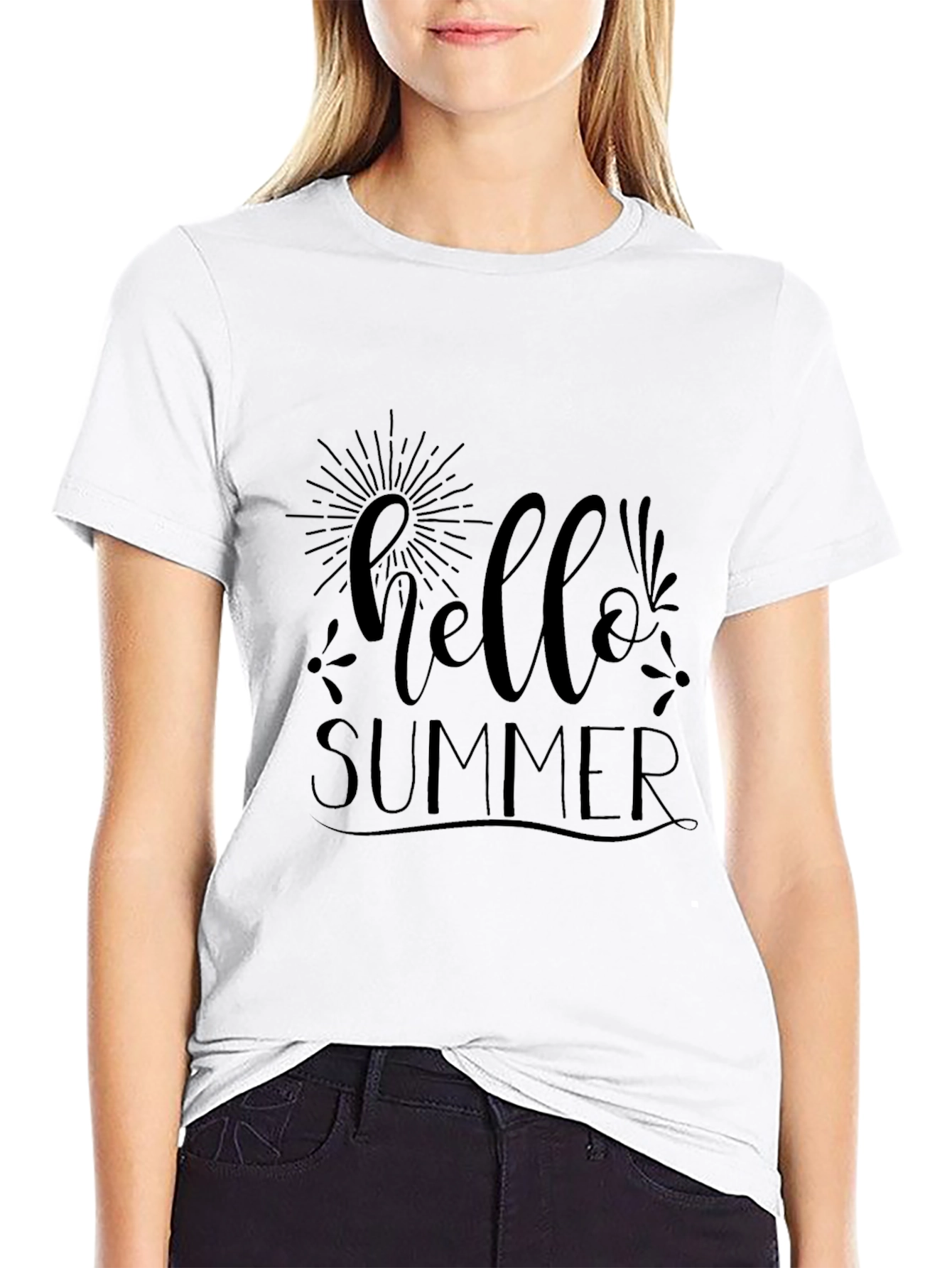 Hello Summer Graphic Tee - Black Cotton