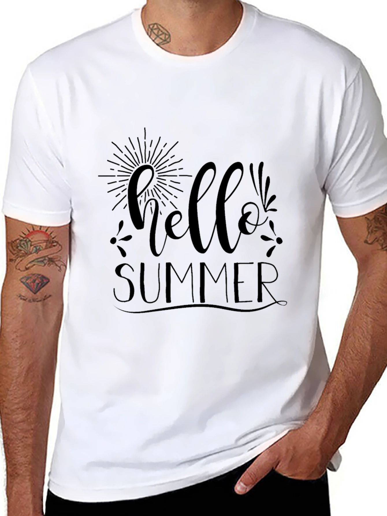 Hello Summer Graphic Tee - Black Cotton