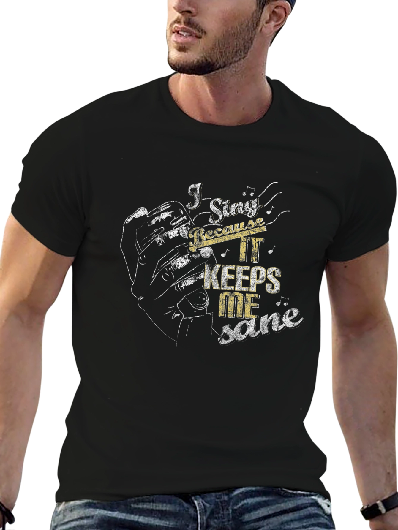I Sing Because It Keeps Me Sane Black T-Shirt
