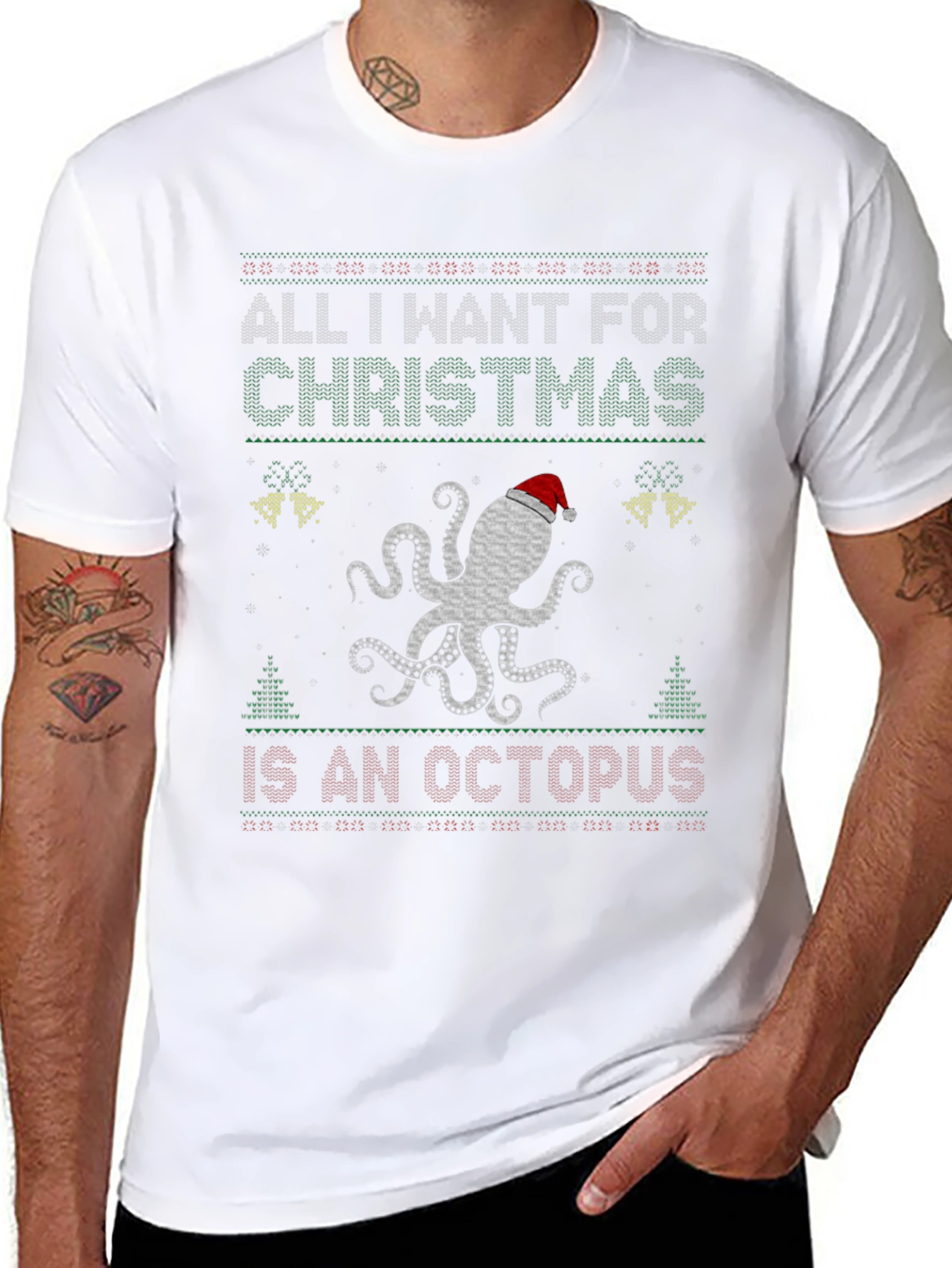 Octopus Christmas Ugly Sweater T-Shirt
