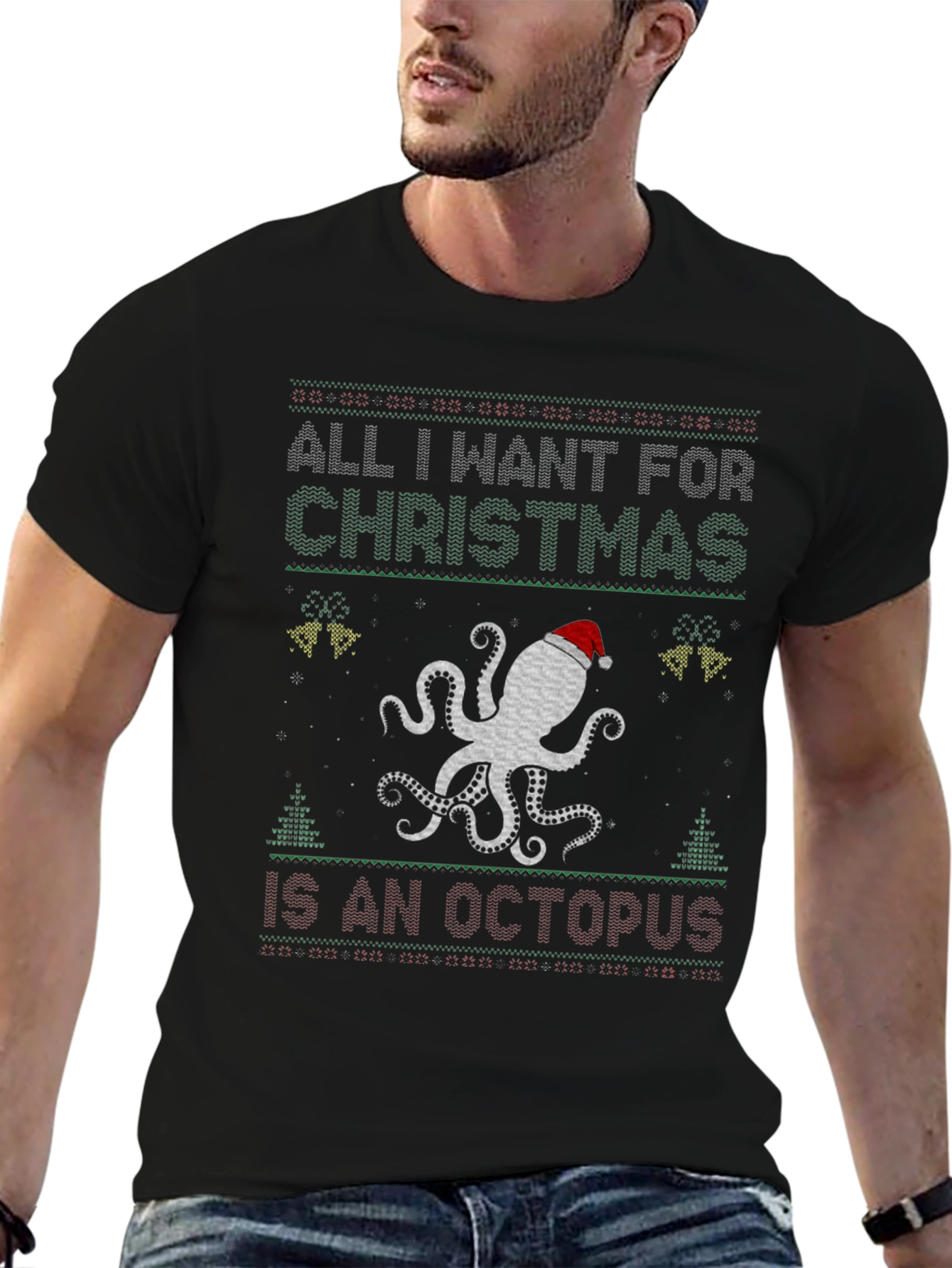 Octopus Christmas Ugly Sweater T-Shirt