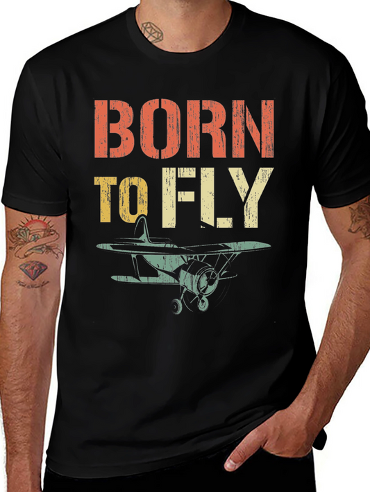 Born to Fly Vintage Airplane Graphic Tee