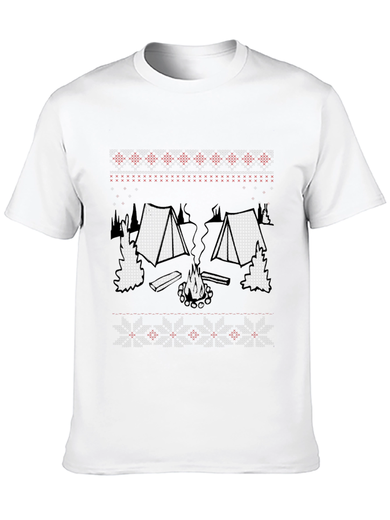 Camping Knit T-Shirt - Cozy Campfire Design