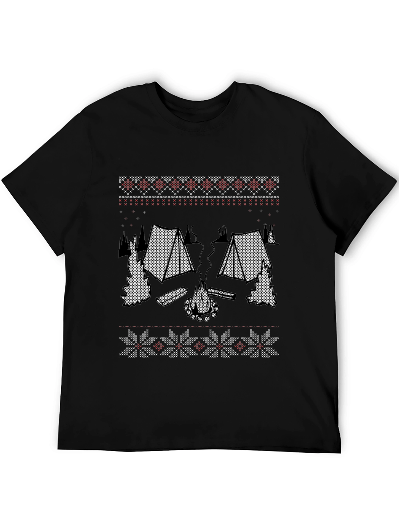 Camping Knit T-Shirt - Cozy Campfire Design