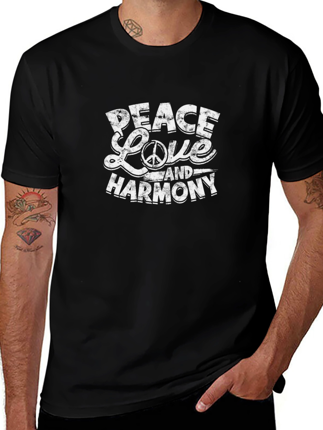 Peace Love Harmony Graphic Tee - Unisex Cotton T-Shirt