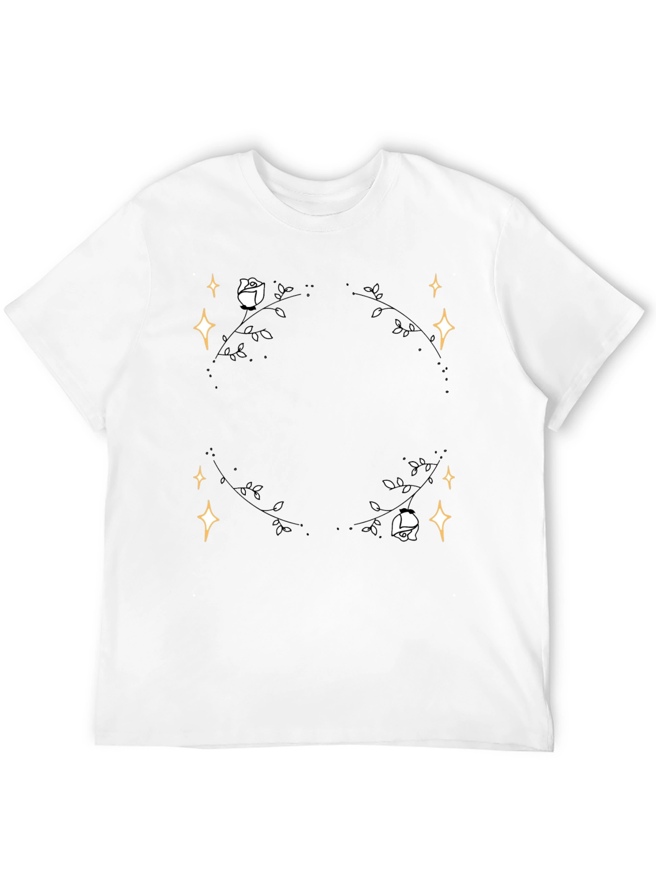 Floral Star T-Shirt - Black Cotton Graphic Tee