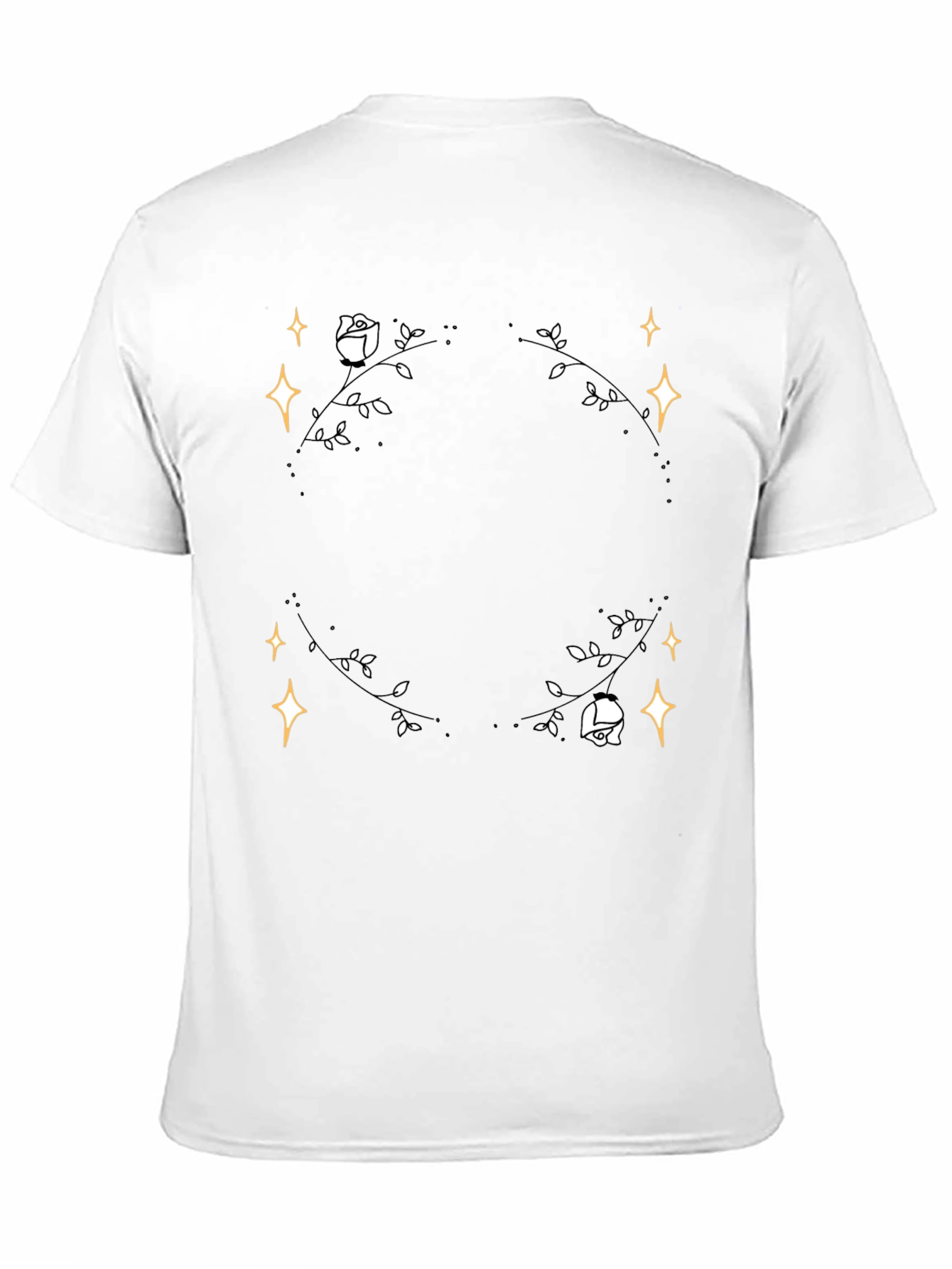 Floral Star T-Shirt - Black Cotton Graphic Tee