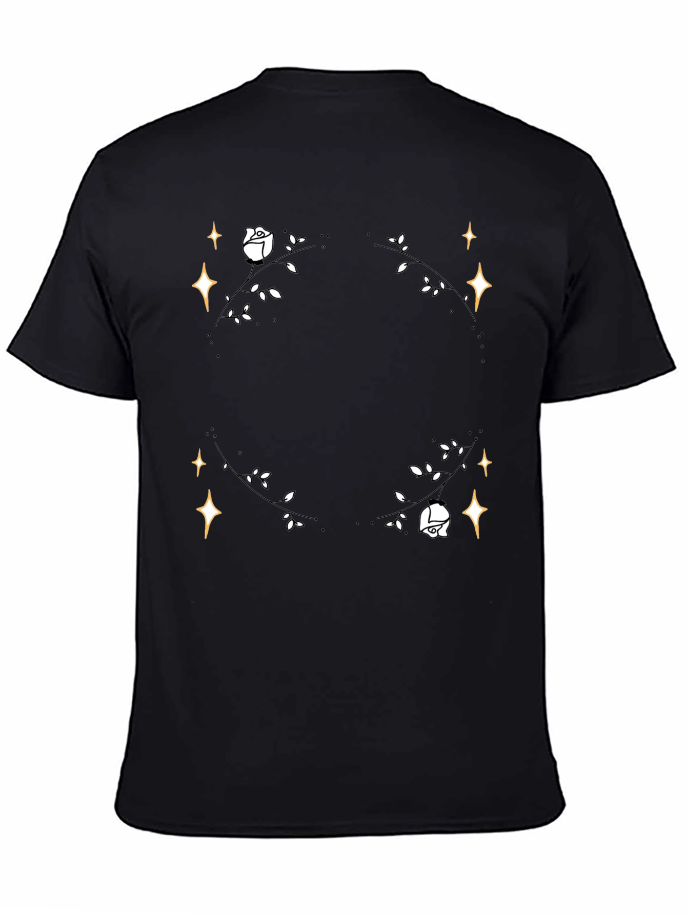 Floral Star T-Shirt - Black Cotton Graphic Tee