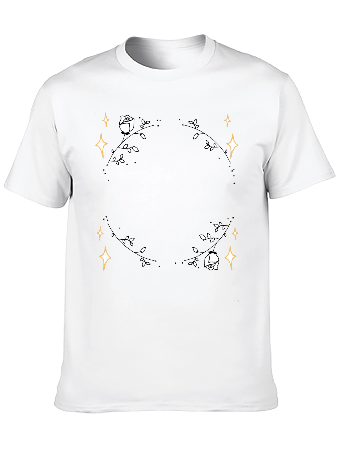 Floral Star T-Shirt - Black Cotton Graphic Tee