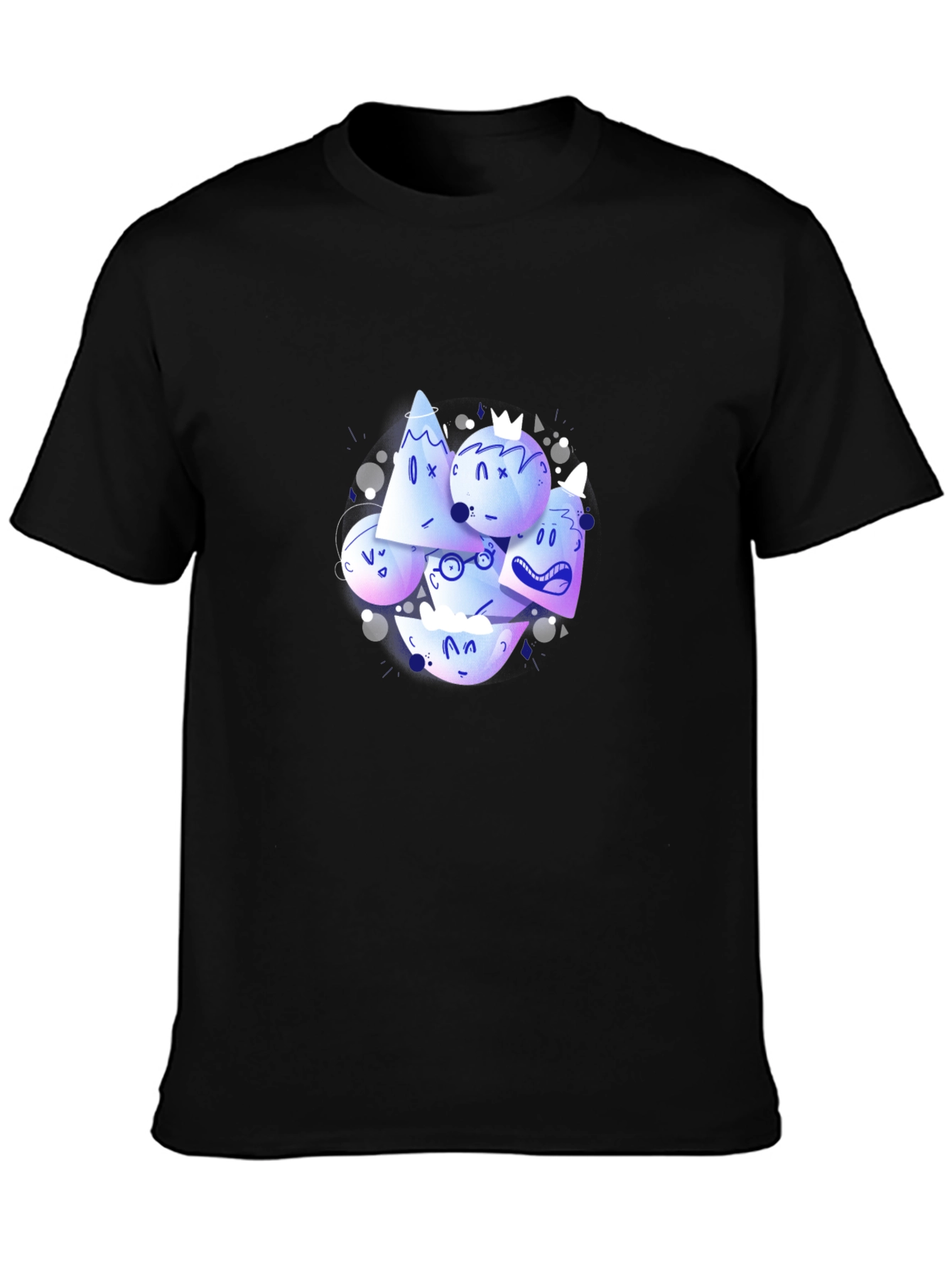 Abstract Character Print Black Crew Neck T-Shirt