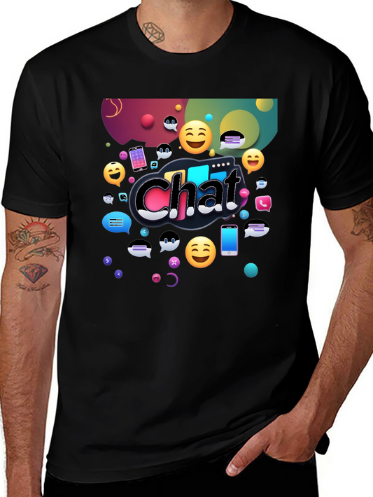 Chat Emoji Graphic Tee - Black Casual Shirt