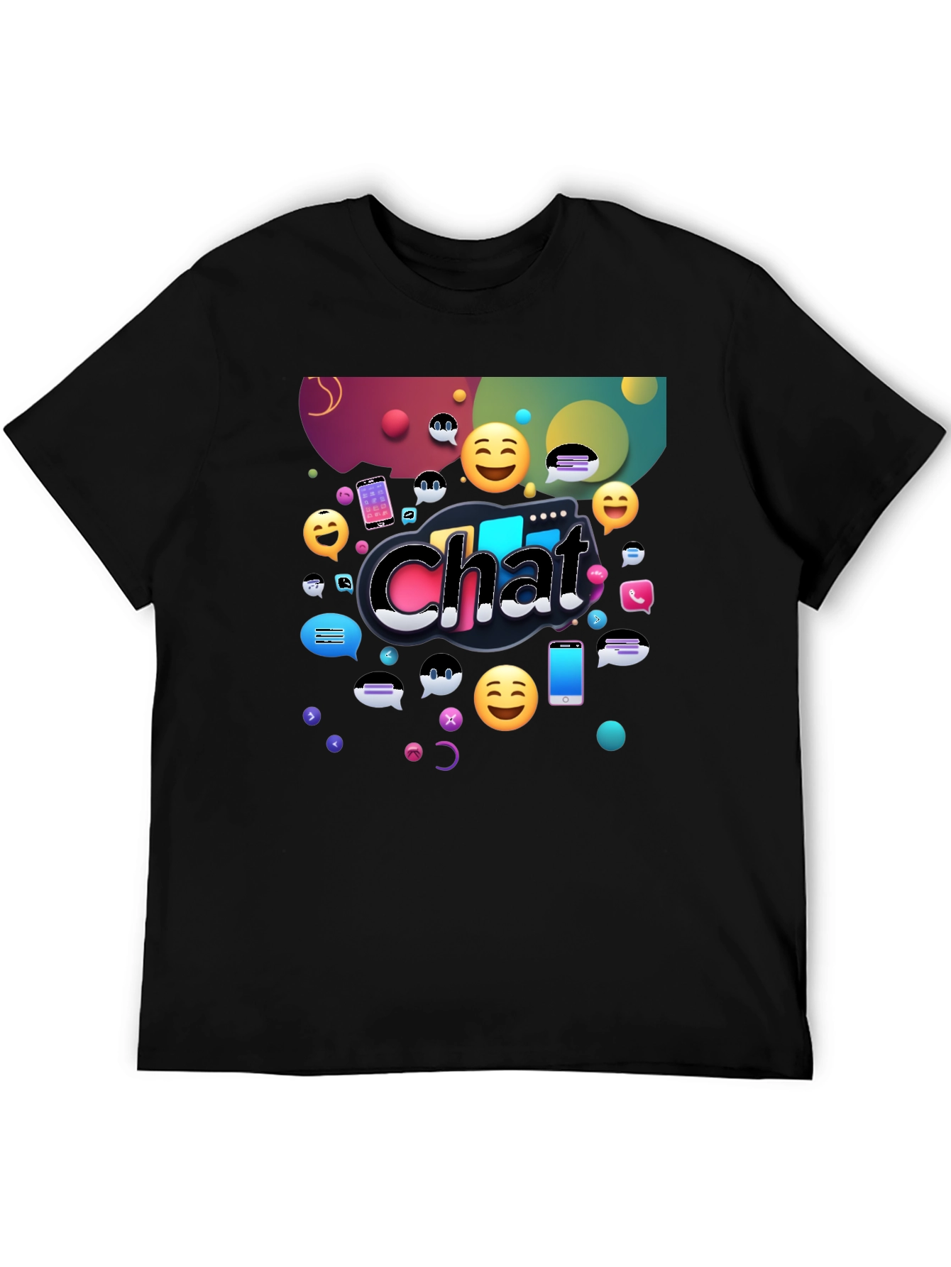 Chat Emoji Graphic Tee - Black Casual Shirt