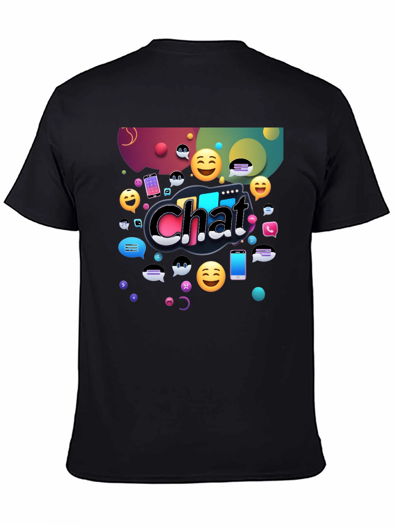 Chat Emoji Graphic Tee - Black Casual Shirt
