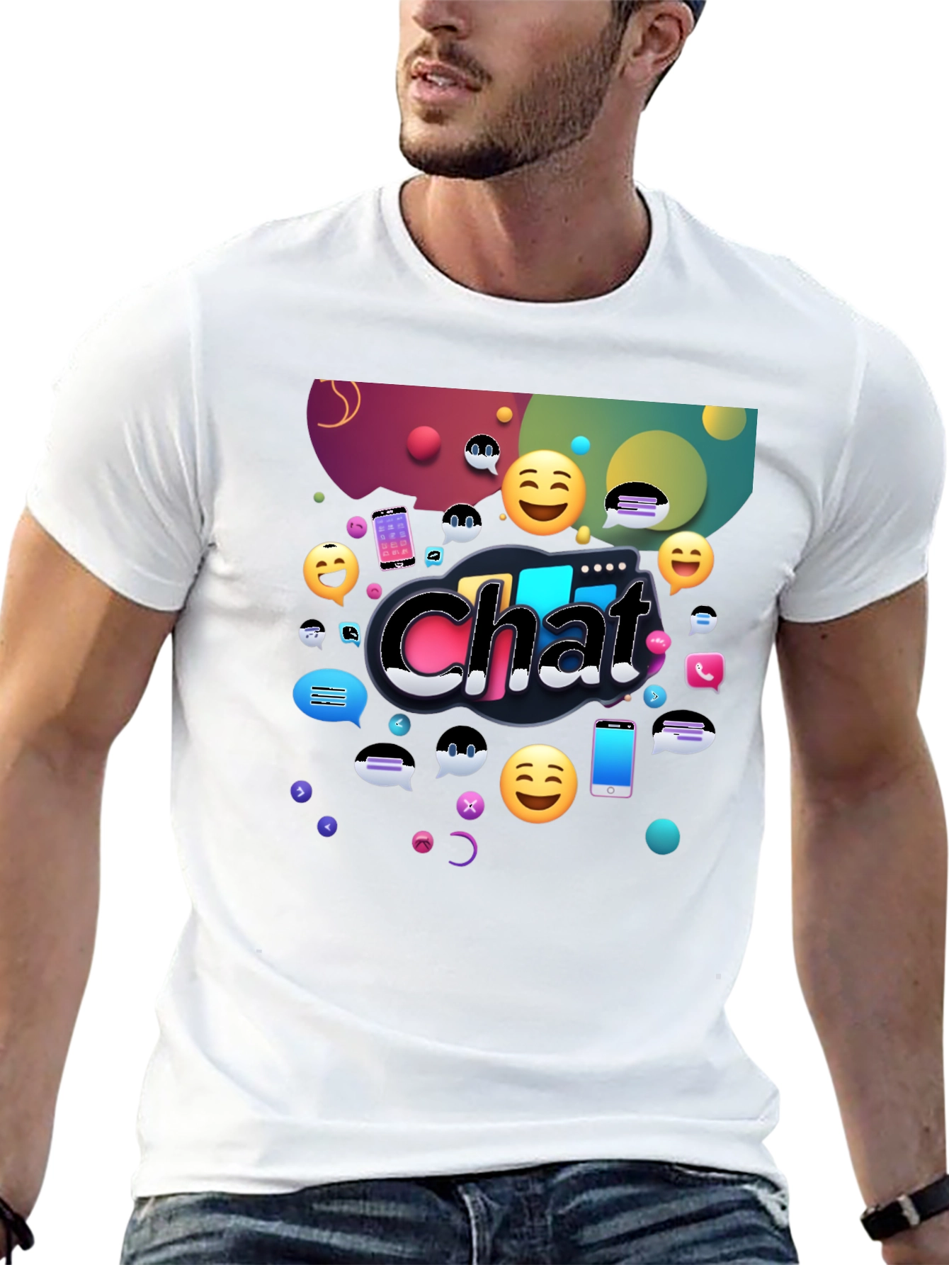 Chat Emoji Graphic Tee - Black Casual Shirt