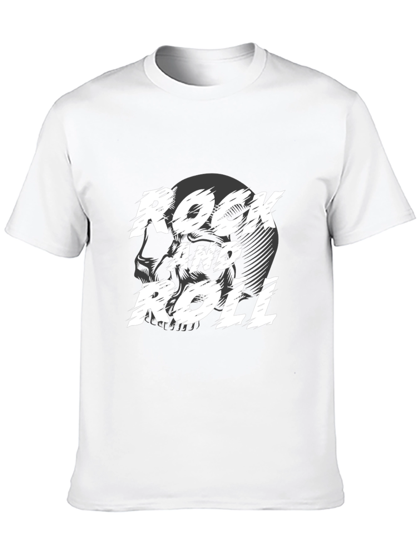 Rock and Roll Skull Graphic Black T-Shirt
